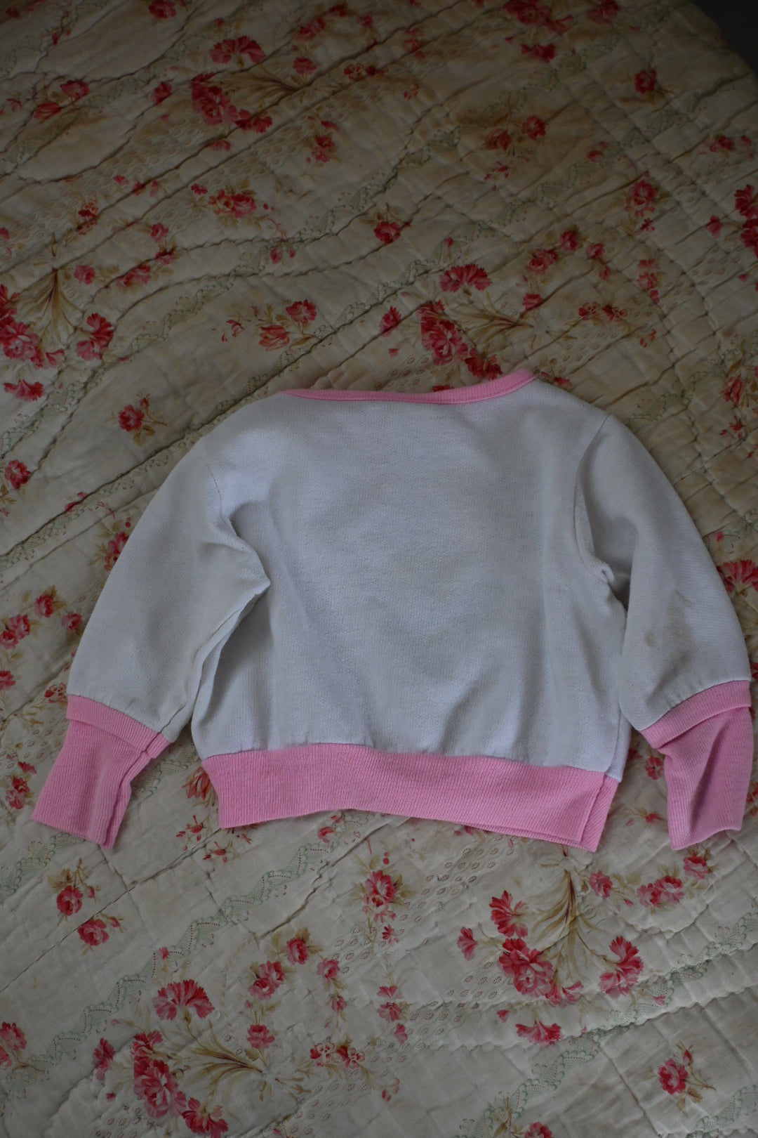 80's Kid's disney sweat shirt/WHITE×PINK
