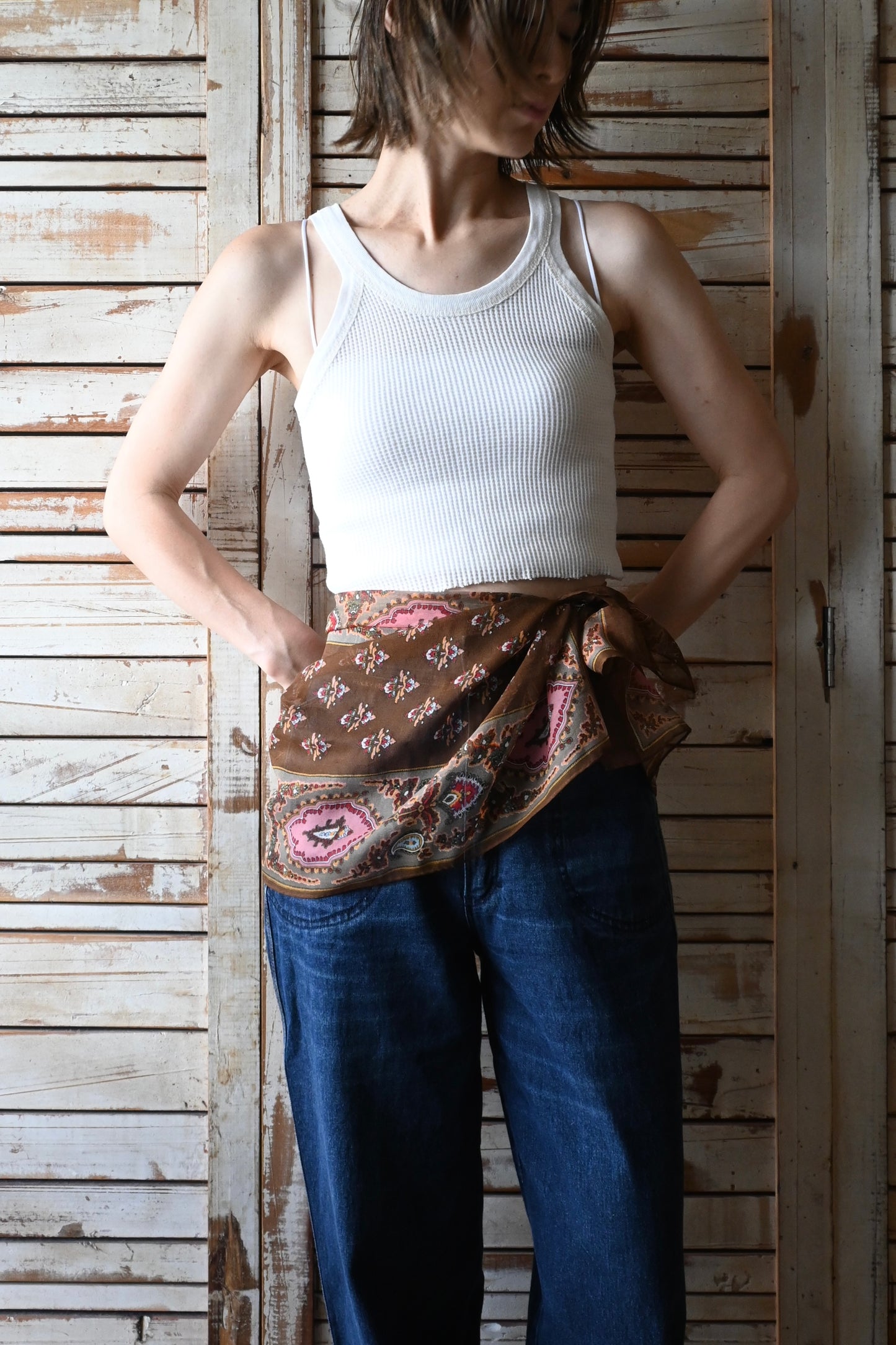 Vintage echo scarf/BROWN