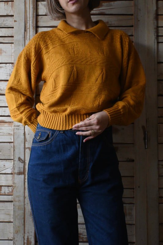 Marine anchor knit sweater/MUSTARD