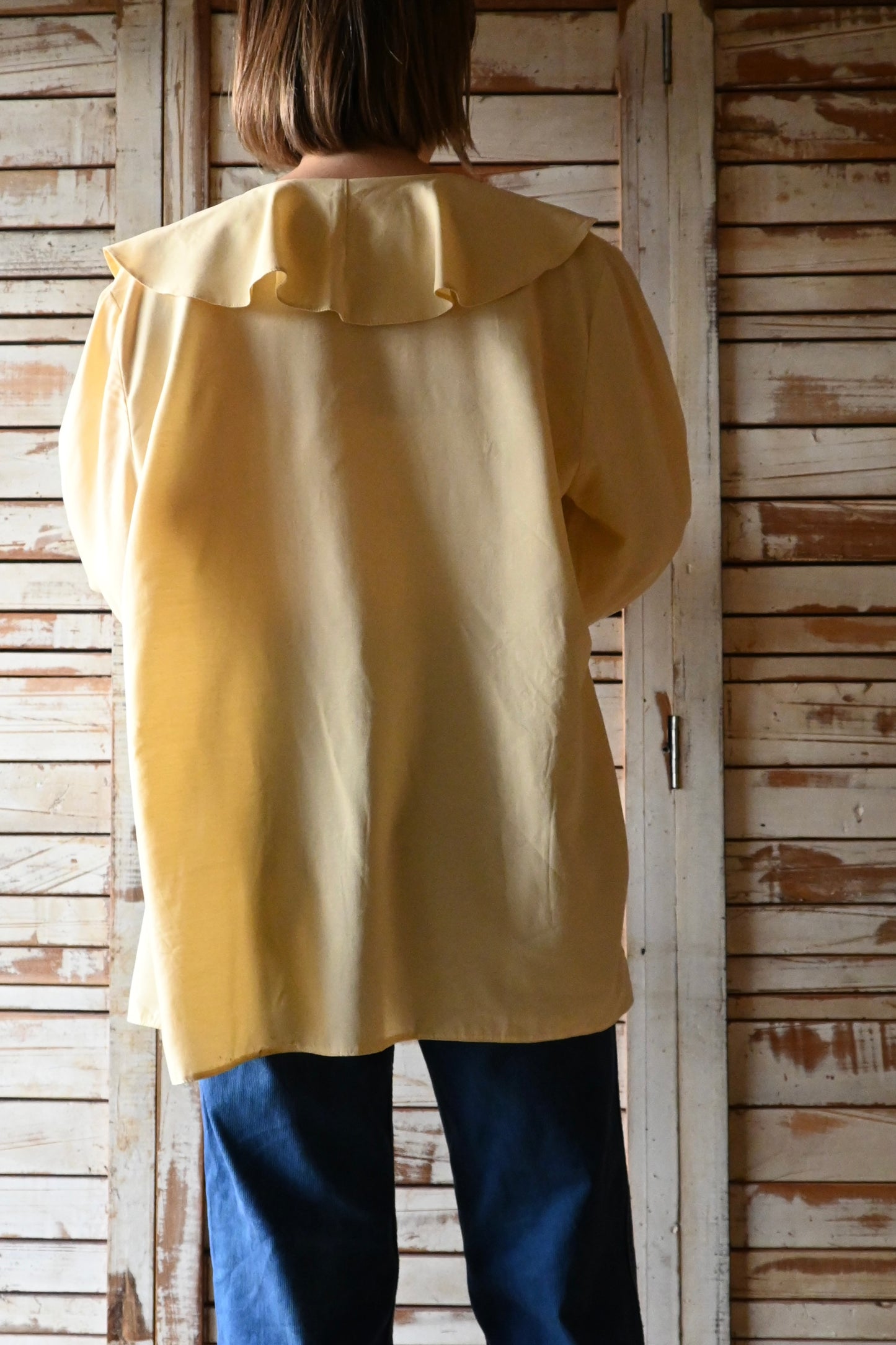 L/S Frill blouse/YELLOW BEIGE
