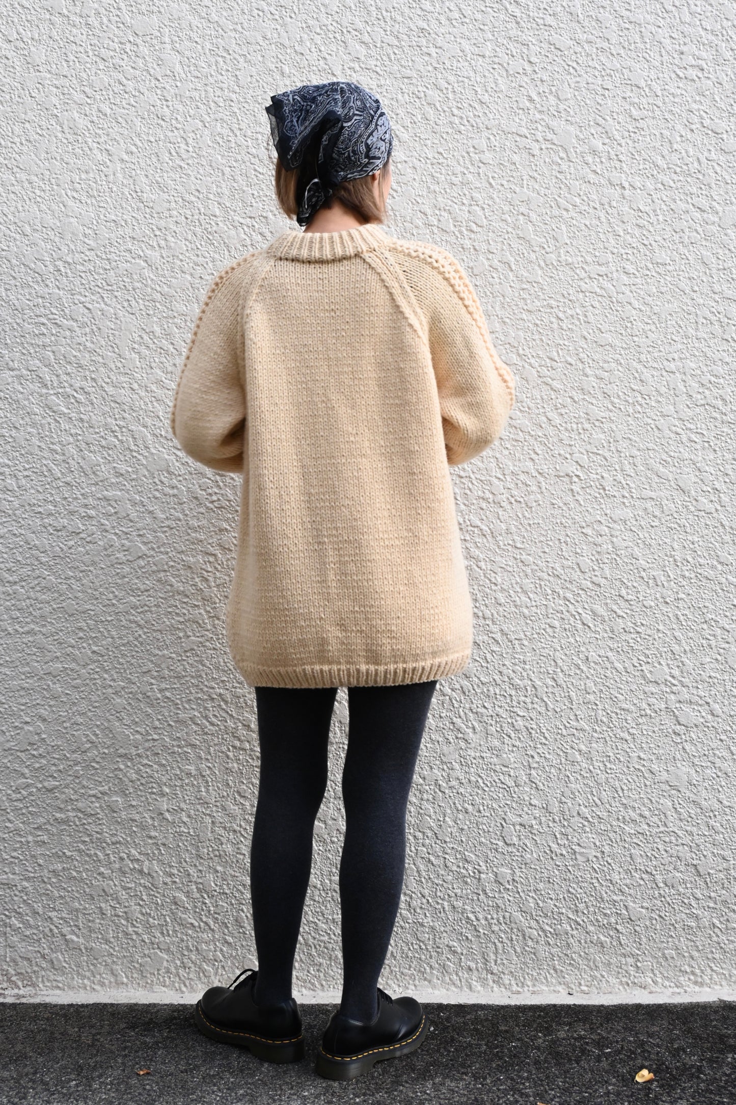 Aran knit sweater/IVORY