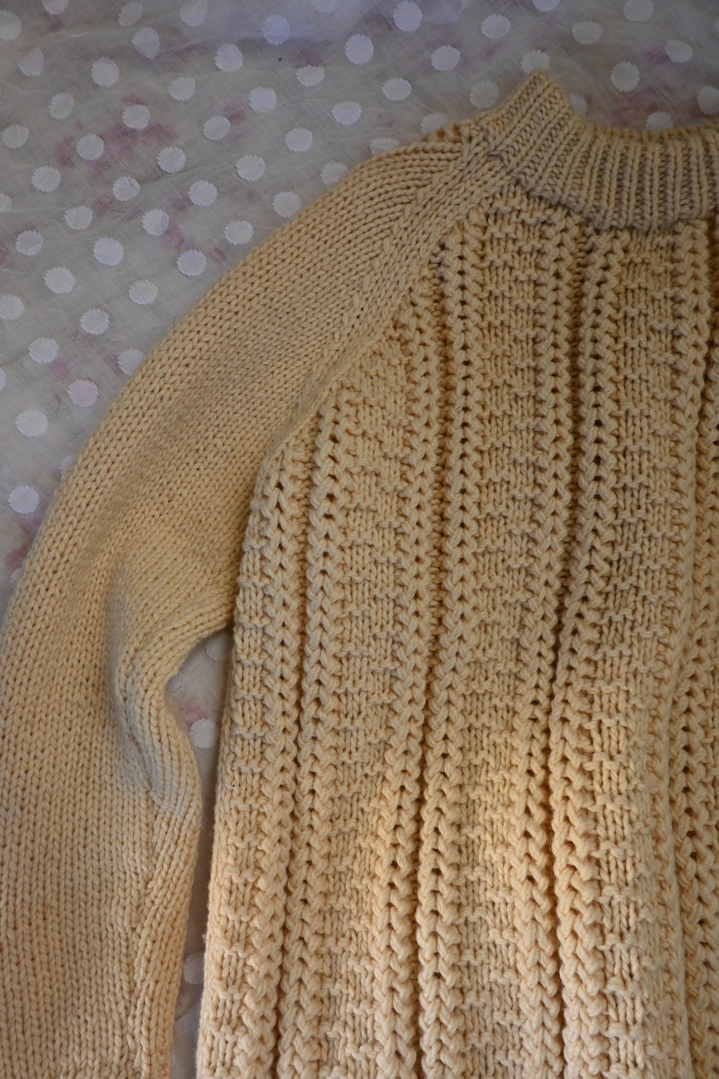 Aran knit sweater/IVORY