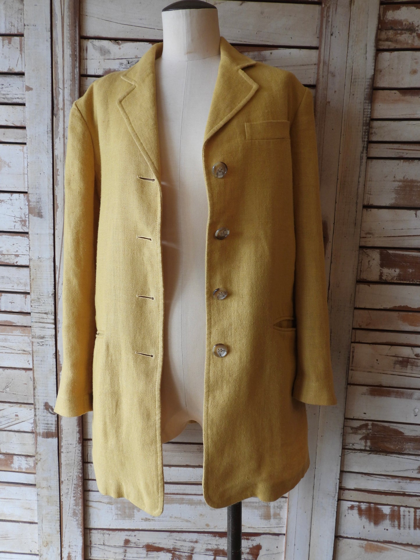 90's DKNY Linen jacket/MUSTARD