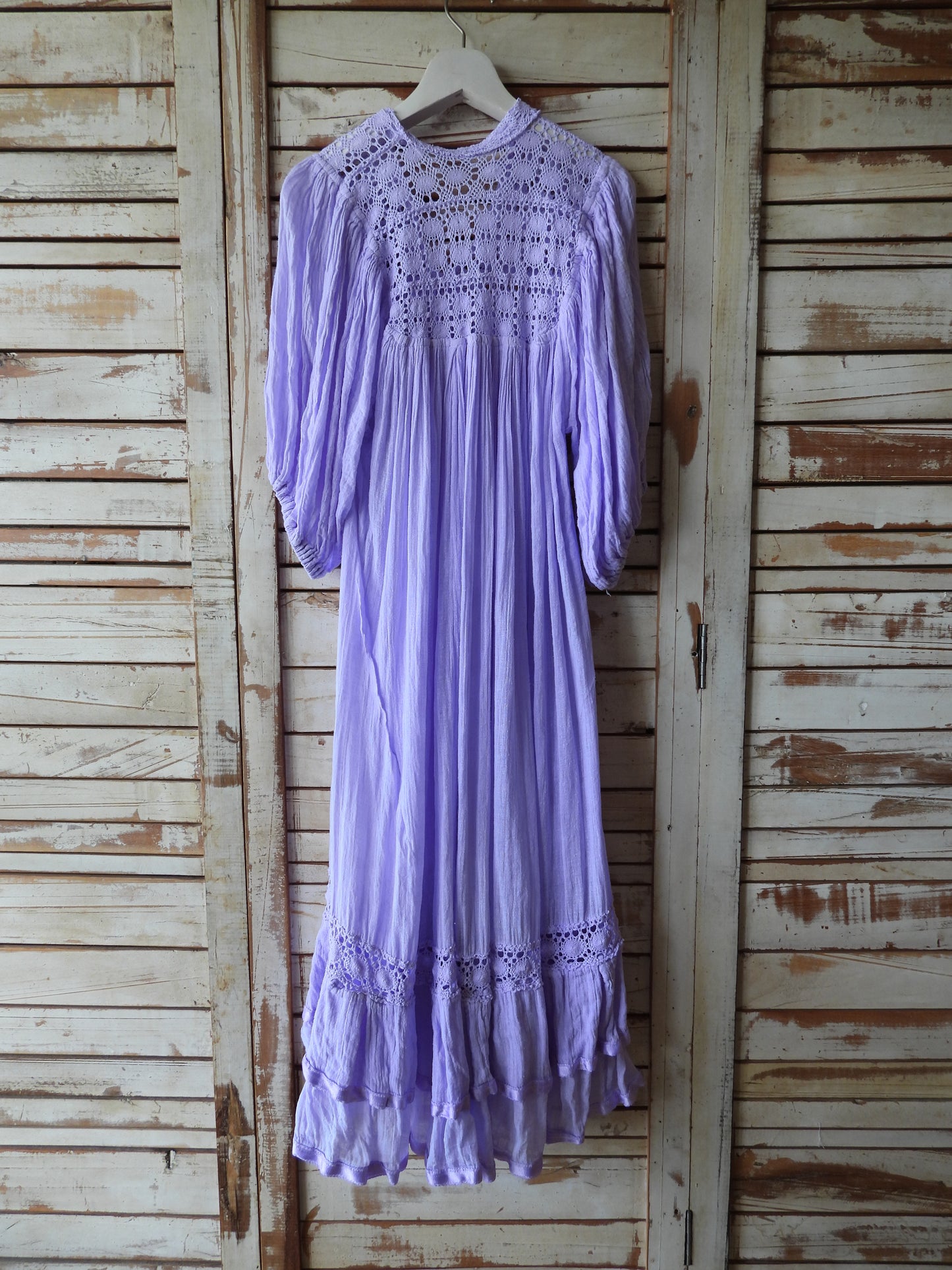 Vintage cutwork cotton dress/LAVENDER