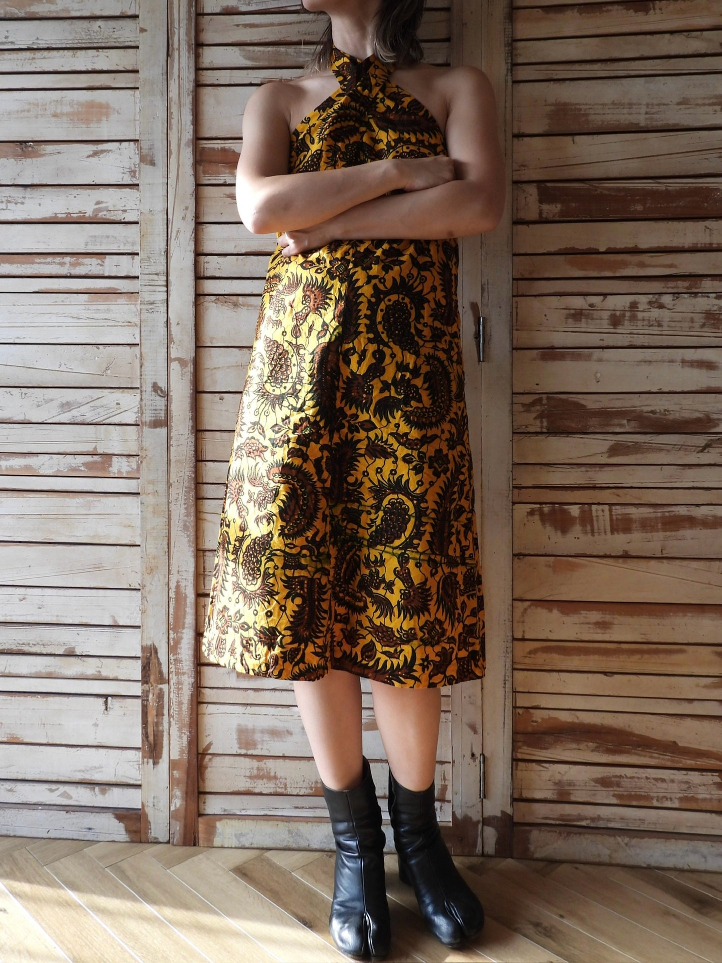 African printed cross dress/YELLOW