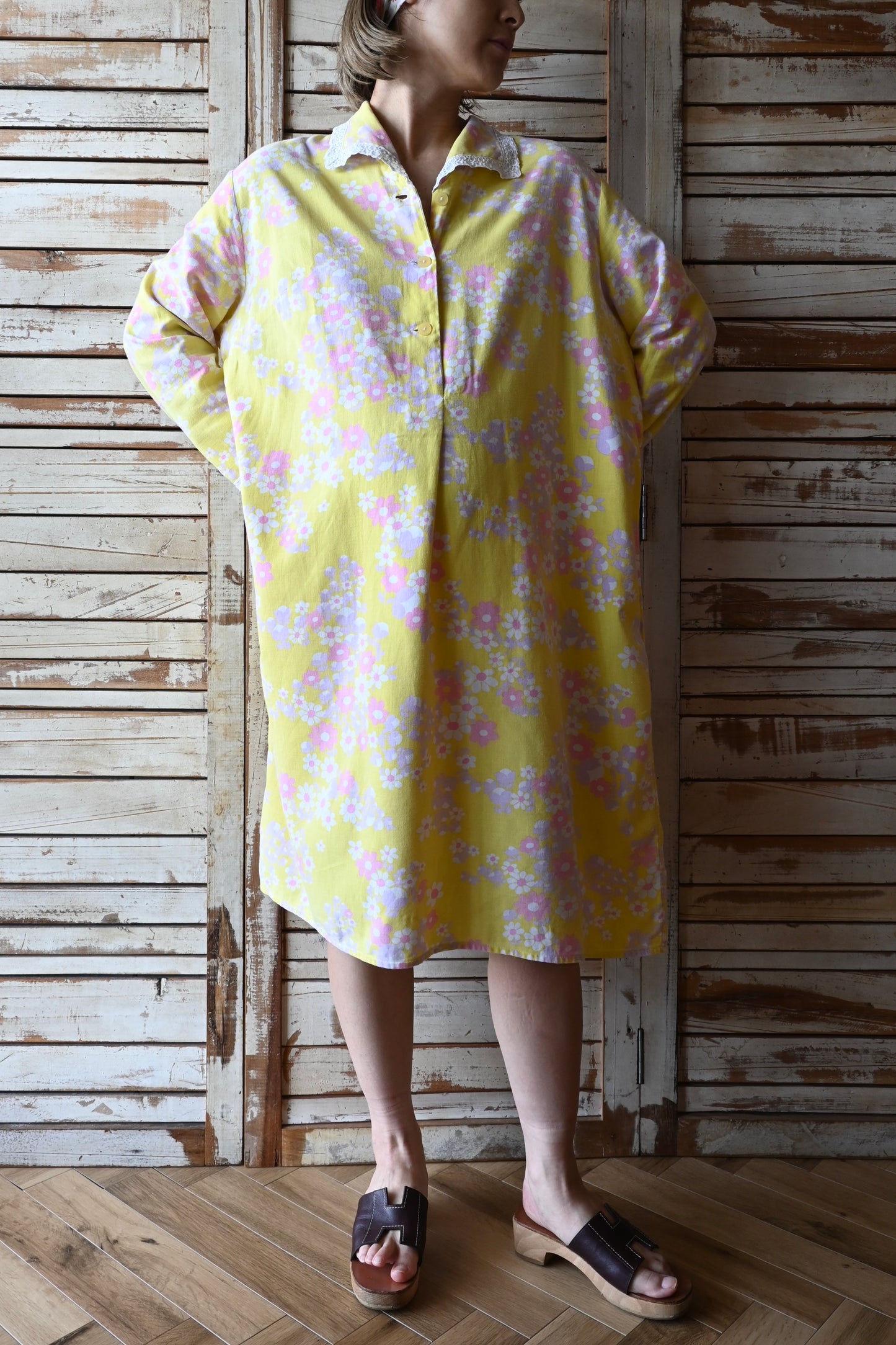 60's Flower dress/YELLOW