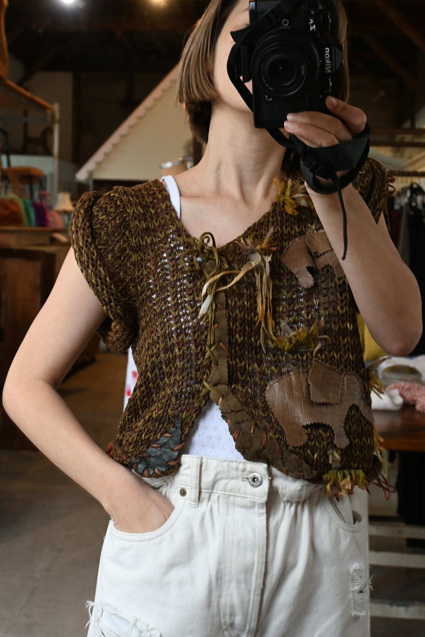 Elephant design hand knit/BROWN