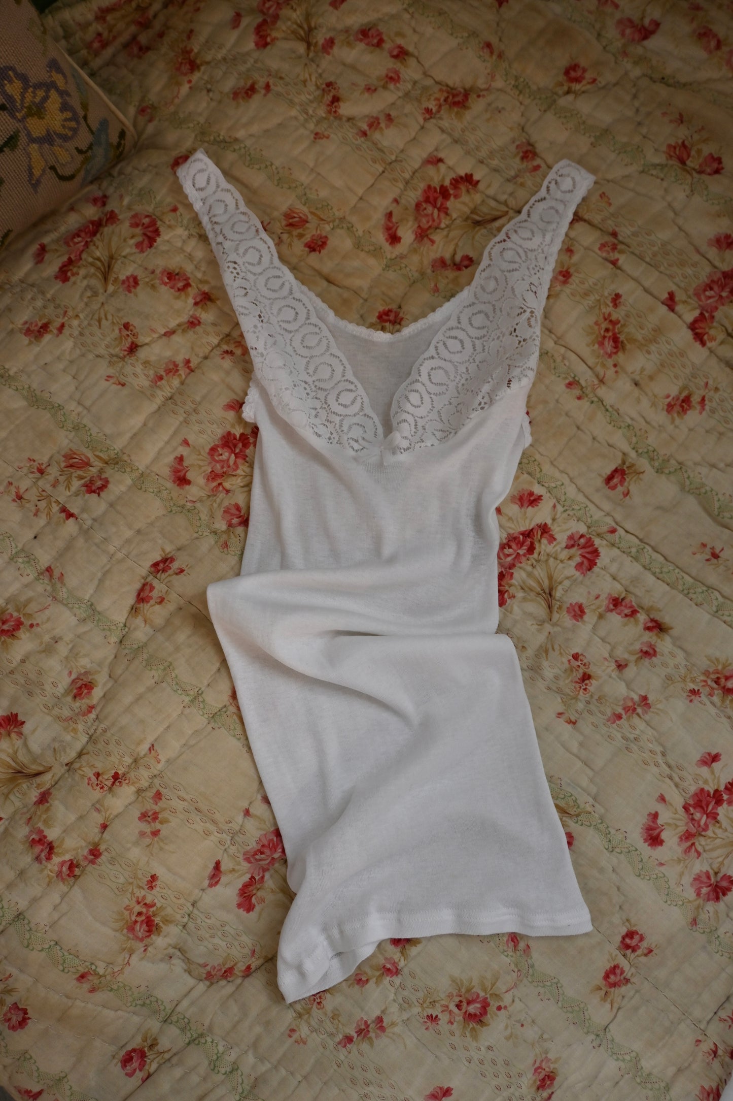 EURO Cotton lace camisole/WHITE