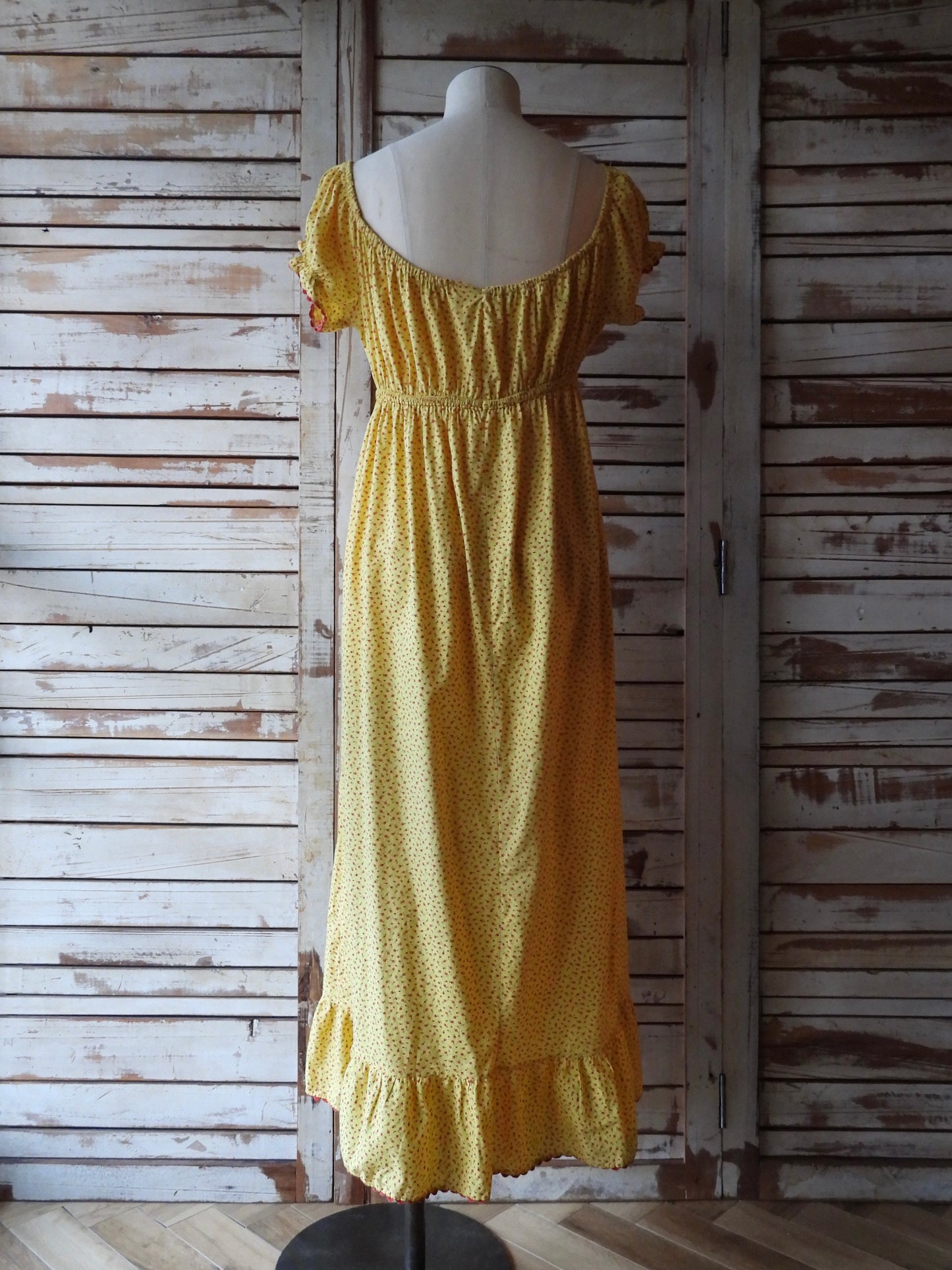 70's Flower 2way dress/YELLOW