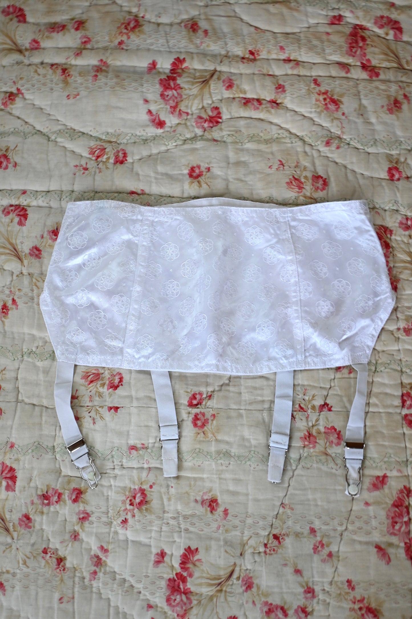 Vintage garter belt corset/WHITE