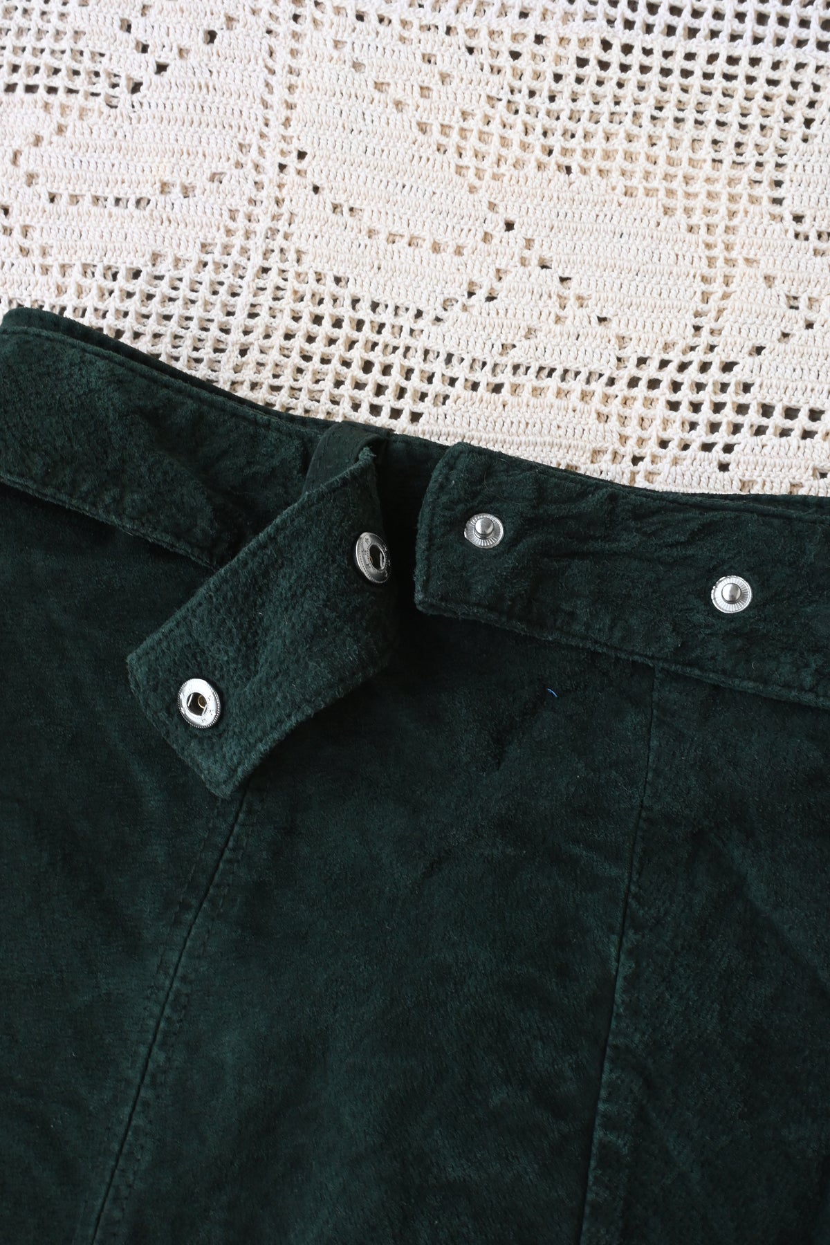 Leather mini skirt/DARK GREEN