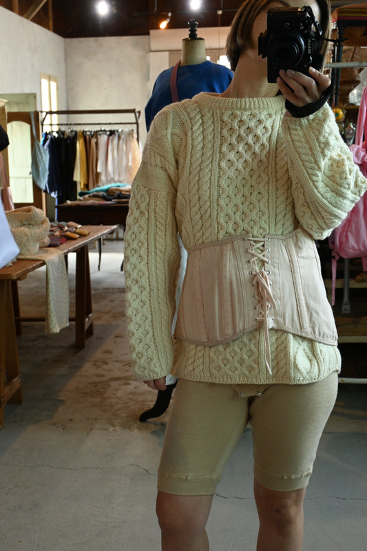 Aran knit sweater/IVORY
