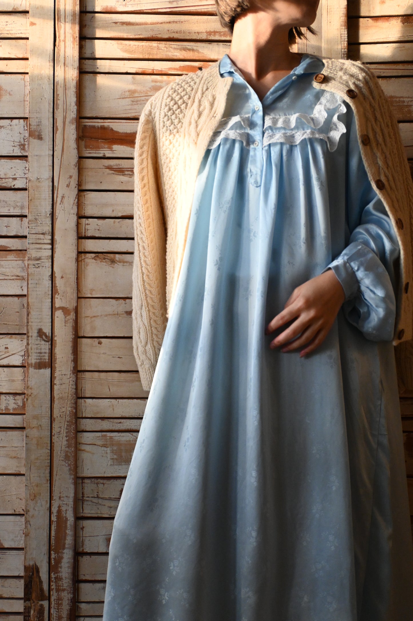 Blue satin night dress/L.BLUE