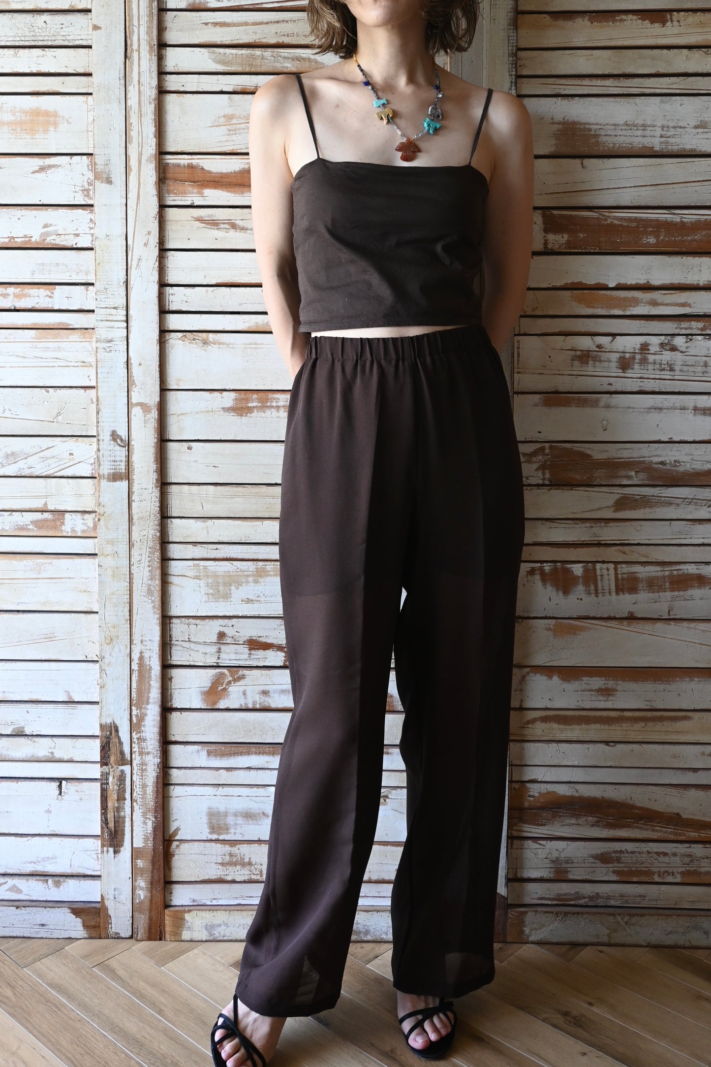 Sheer pants/BROWN