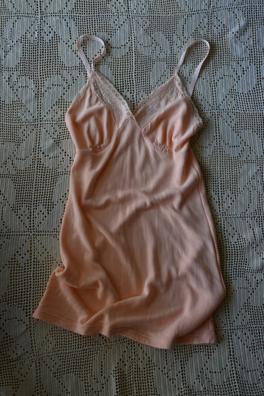 Lace slip mini dress/CORAL PINK