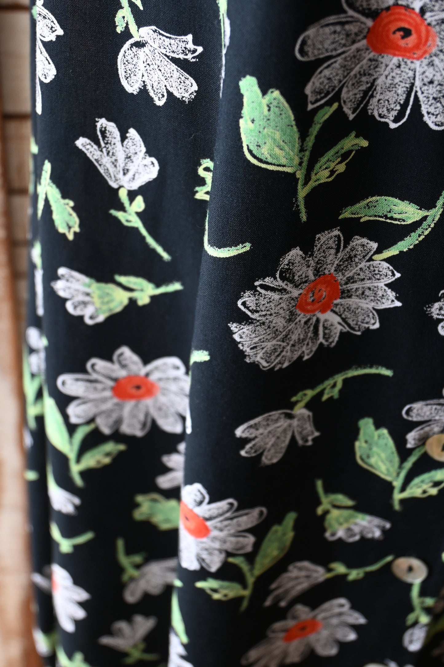 80's-90's Flower dress/BLACK