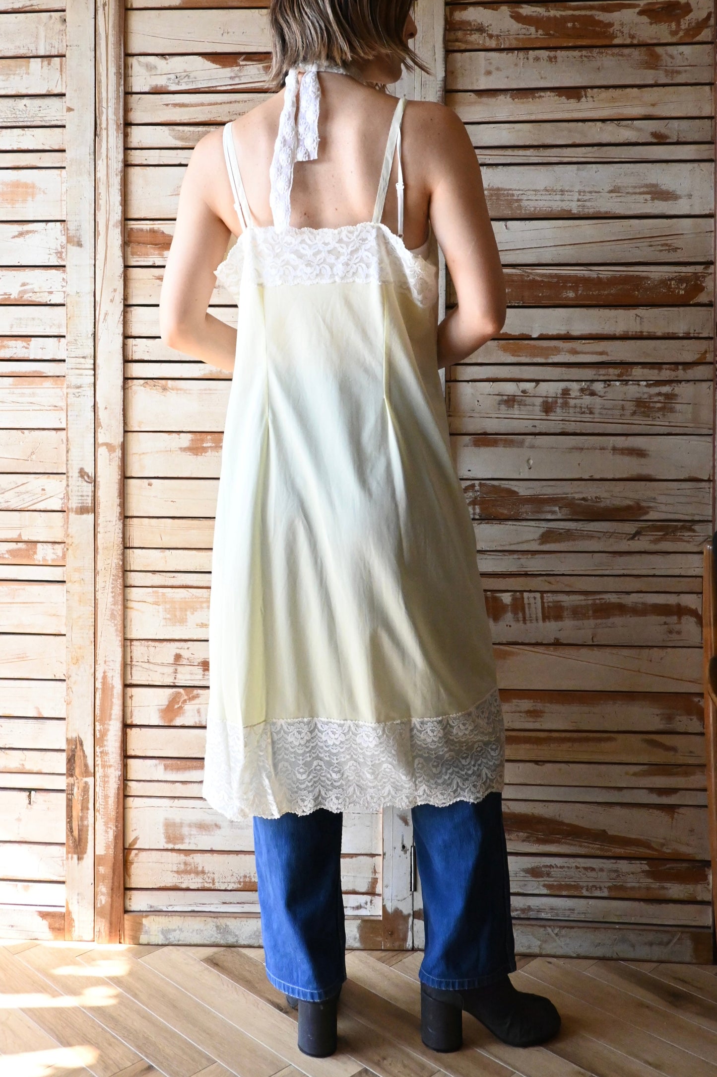Lace slip dress/YELLOW