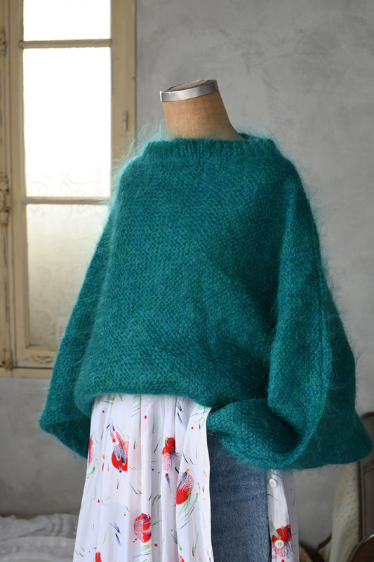 Mohair knit sweater/GREEN