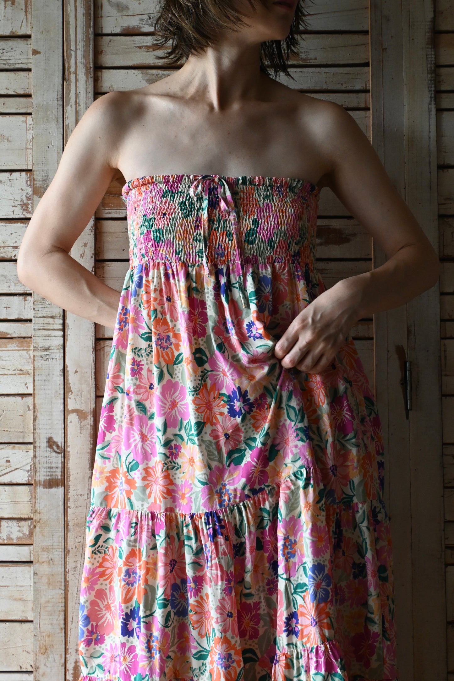 Flower pattern 2way dress