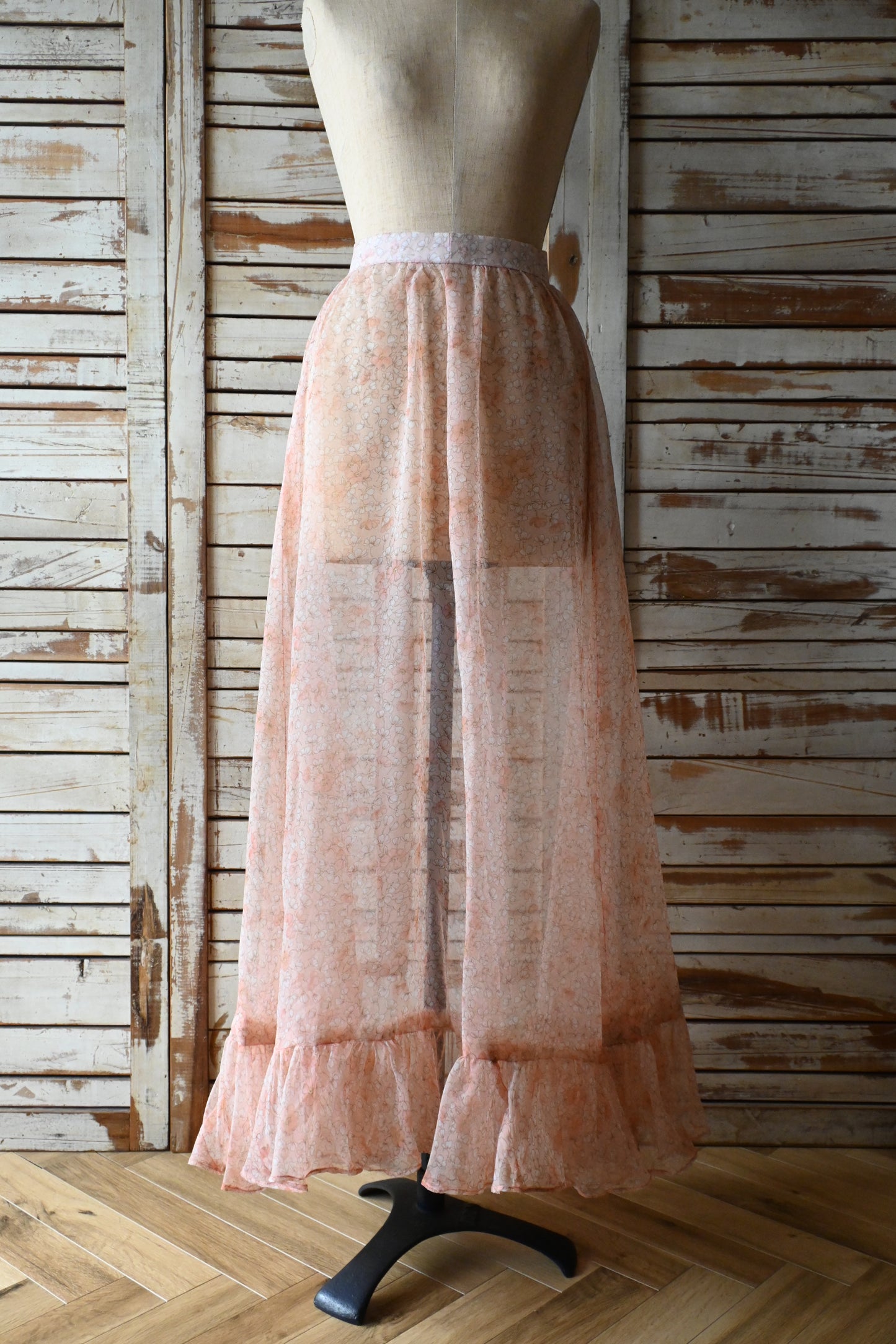 Floral sheer apron/PINK