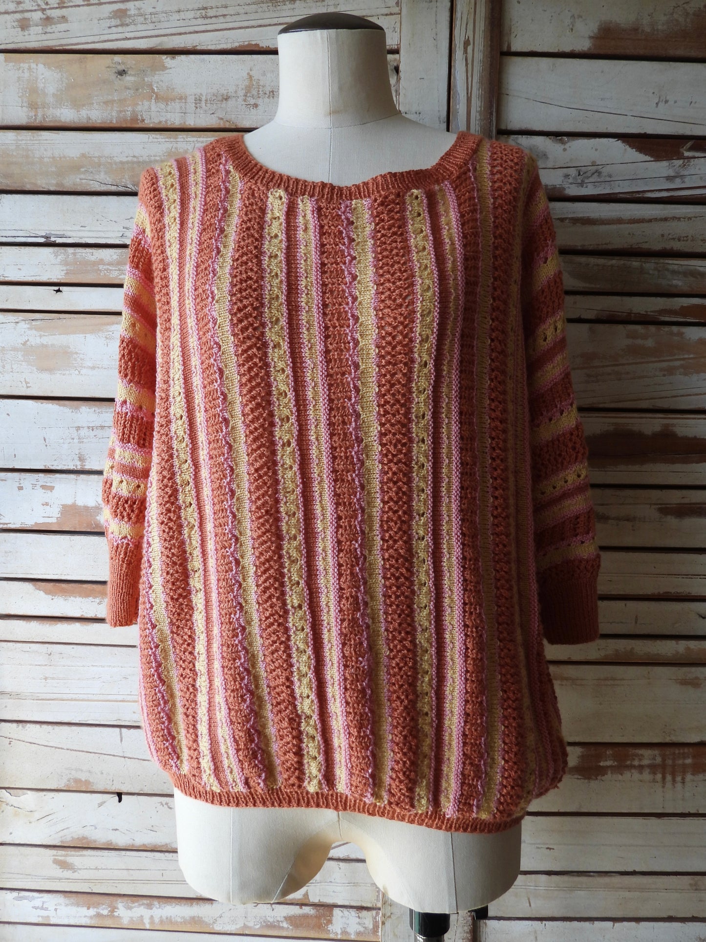 Multi stripe hand knit/MULTI