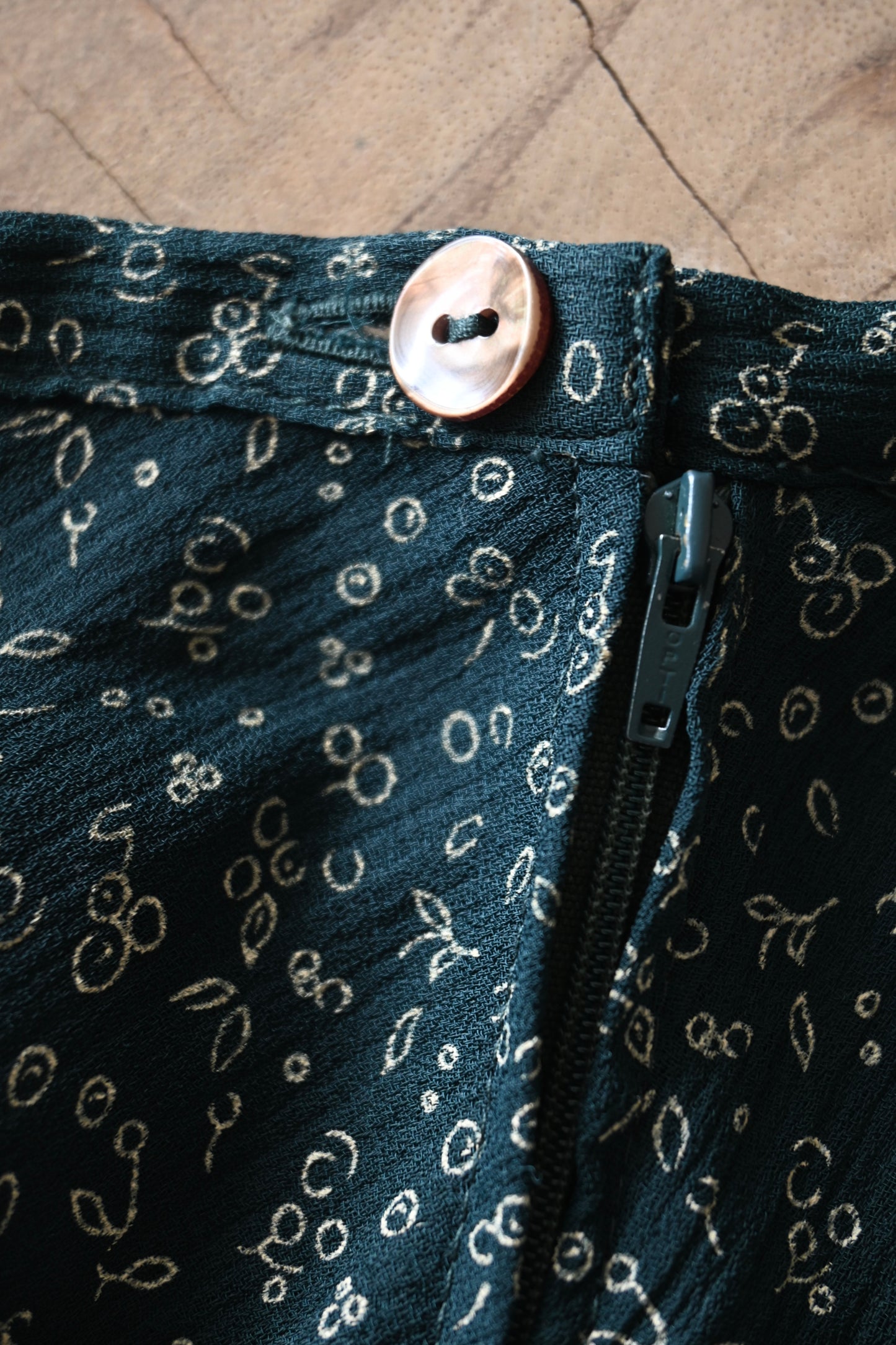 80's-90's Flower pattern skirt/GREEN