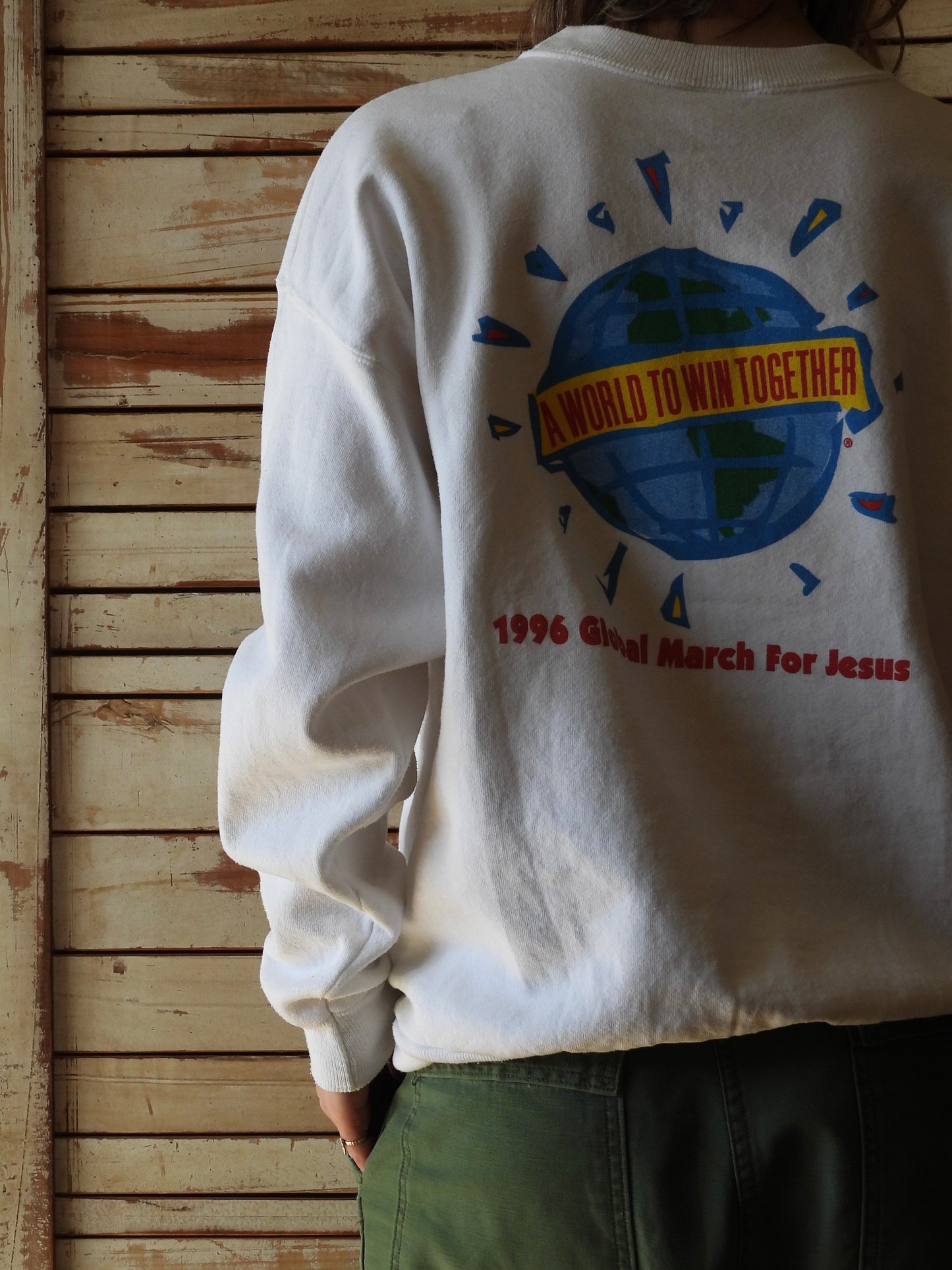 90's MARCH FOR JESUS Sweat shirt/WHITE