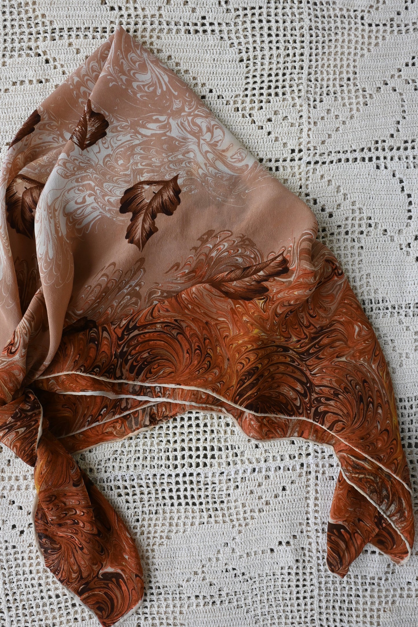 Vintage silk scarf/BROWN