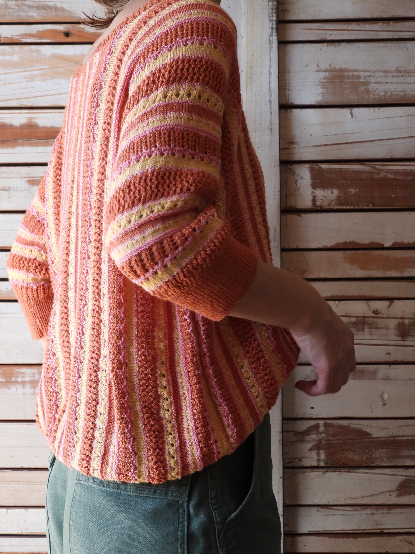 Multi stripe hand knit/MULTI