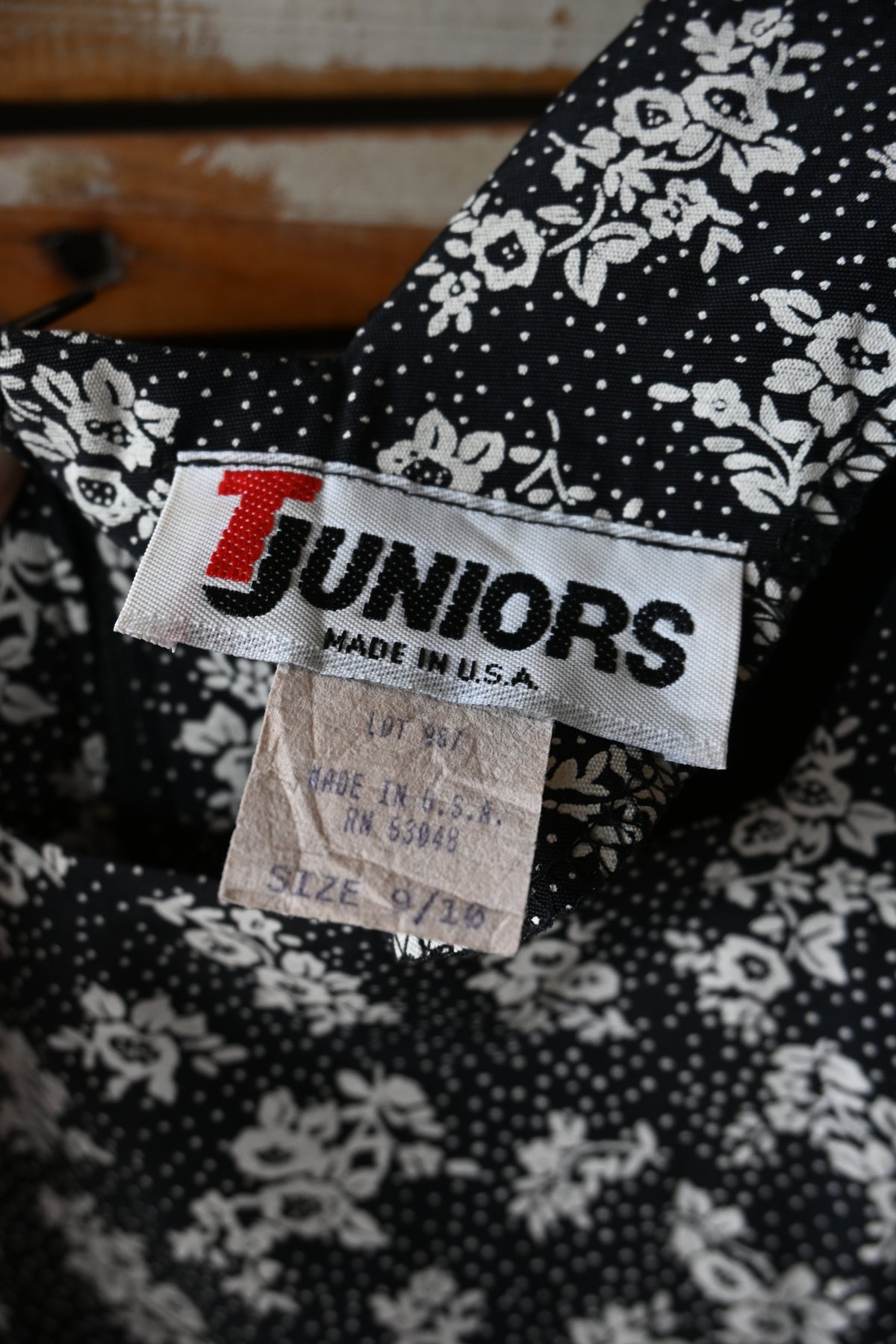 80's Flower pattern dress/BLACK