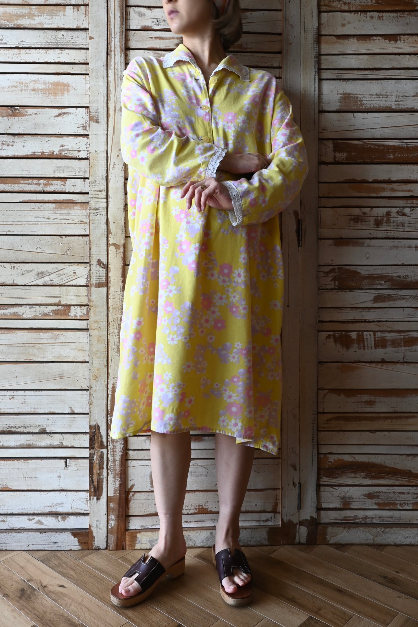 60's Flower dress/YELLOW