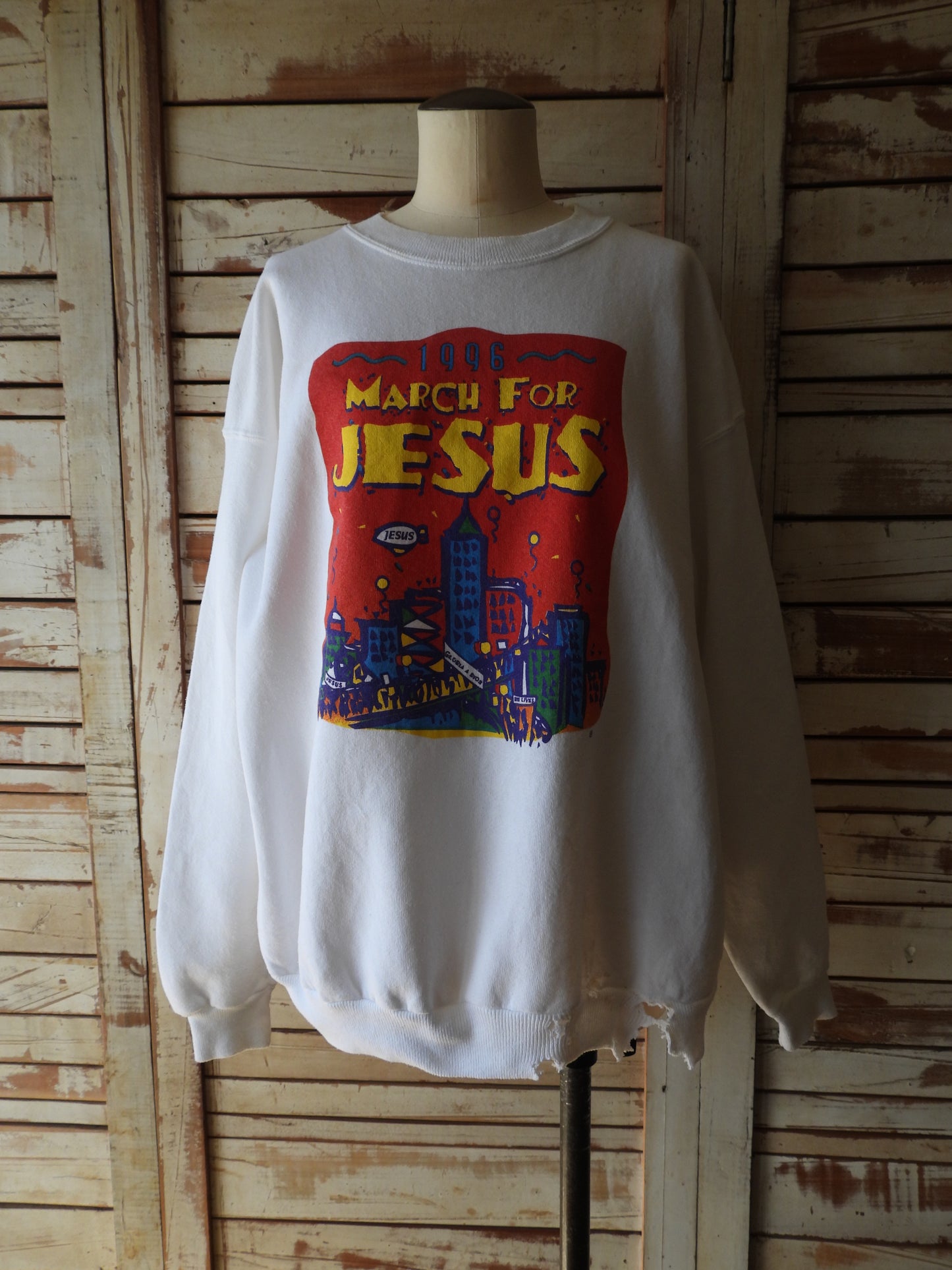 90's MARCH FOR JESUS Sweat shirt/WHITE