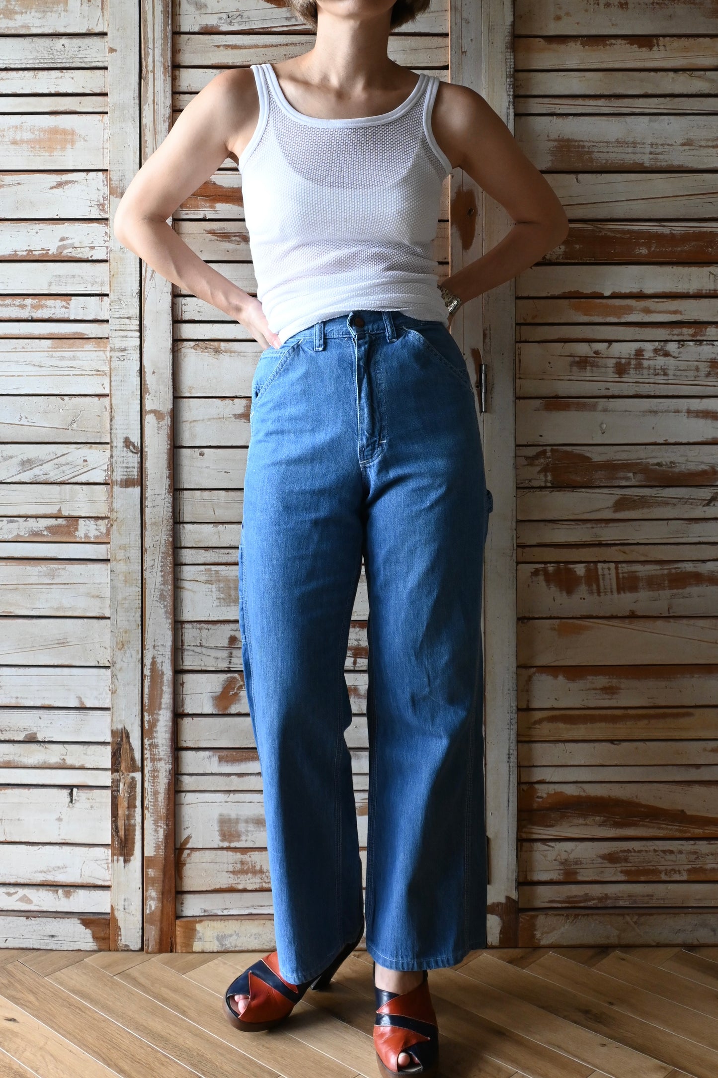 70's-80's USA Lee denim painter pants/BLUE