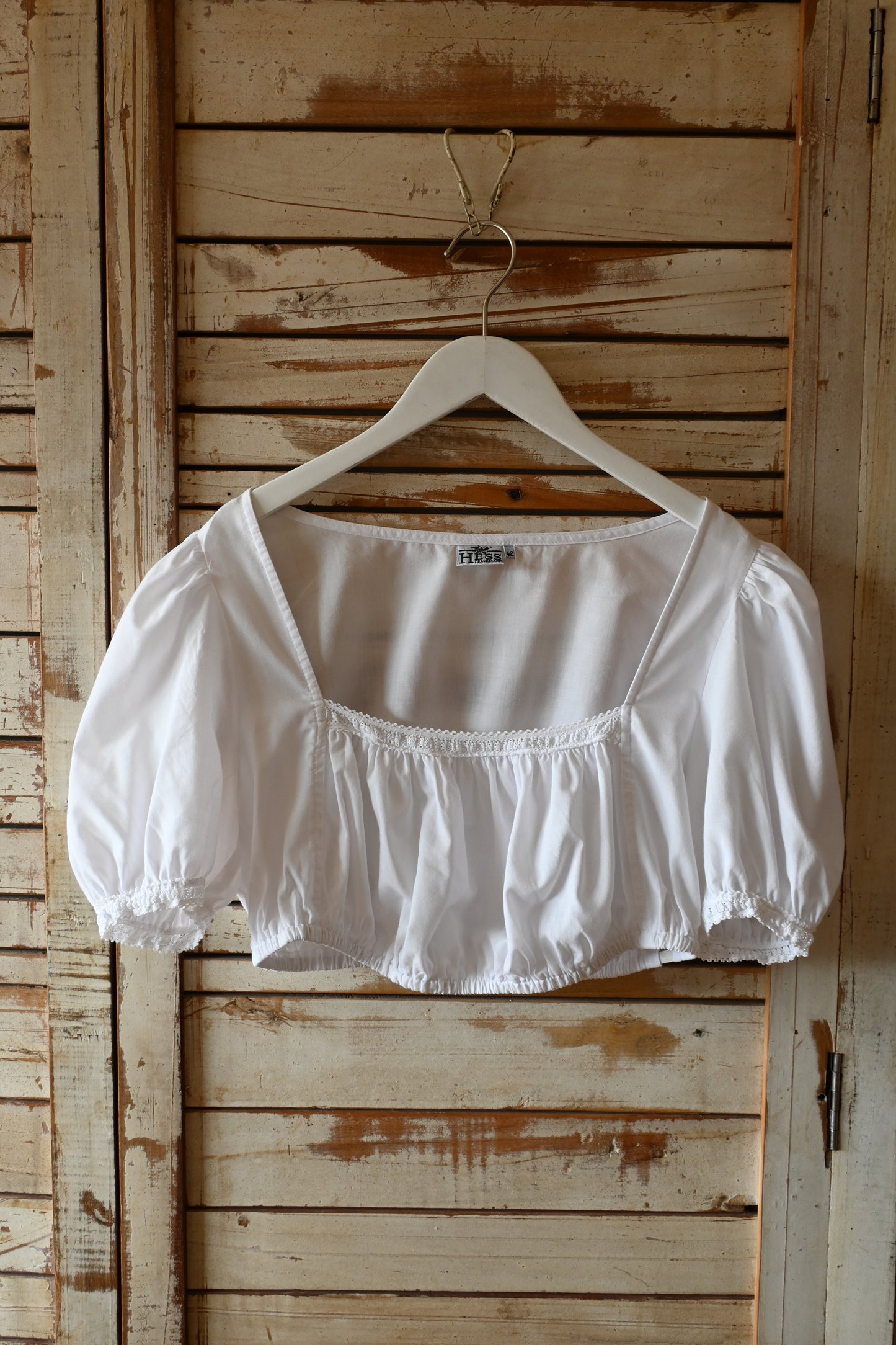 EURO Cropped cotton blouse/WHITE