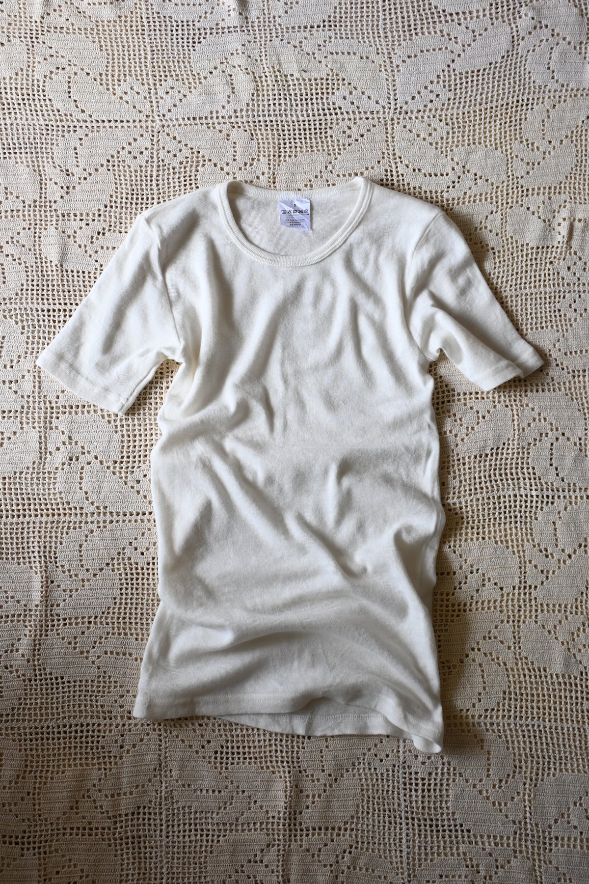 German wool underwear tee/IVORY