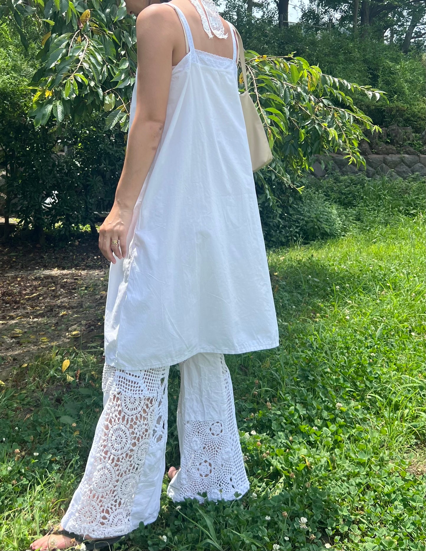 French embroidery cami dress/WHITE