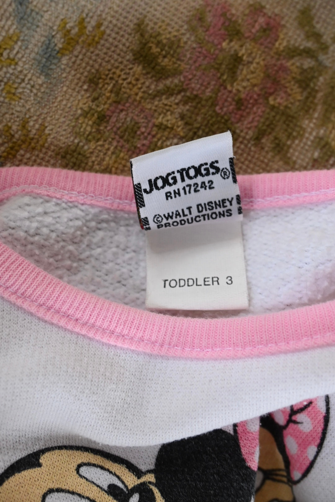80's Kid's disney sweat shirt/WHITE×PINK