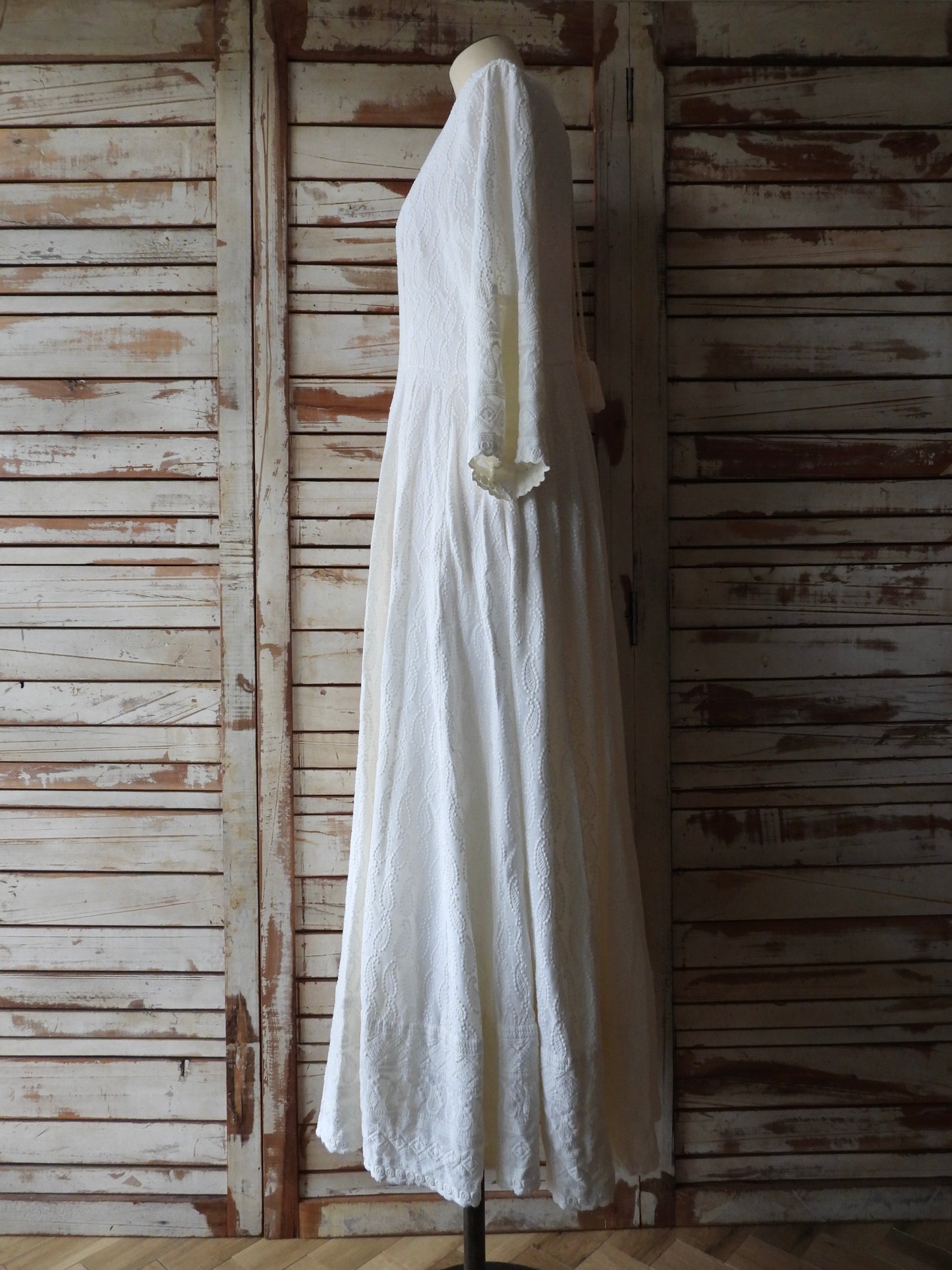 Cotton embroidery long dress/IVORY