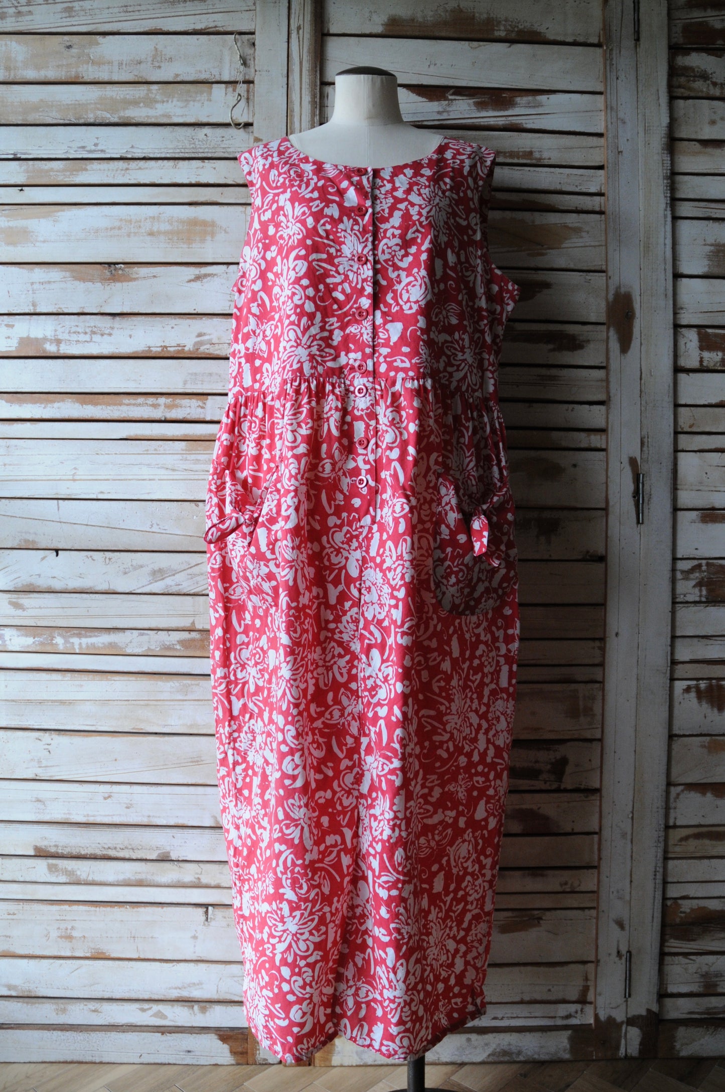 80's "Laura ashley" flower dress/RED