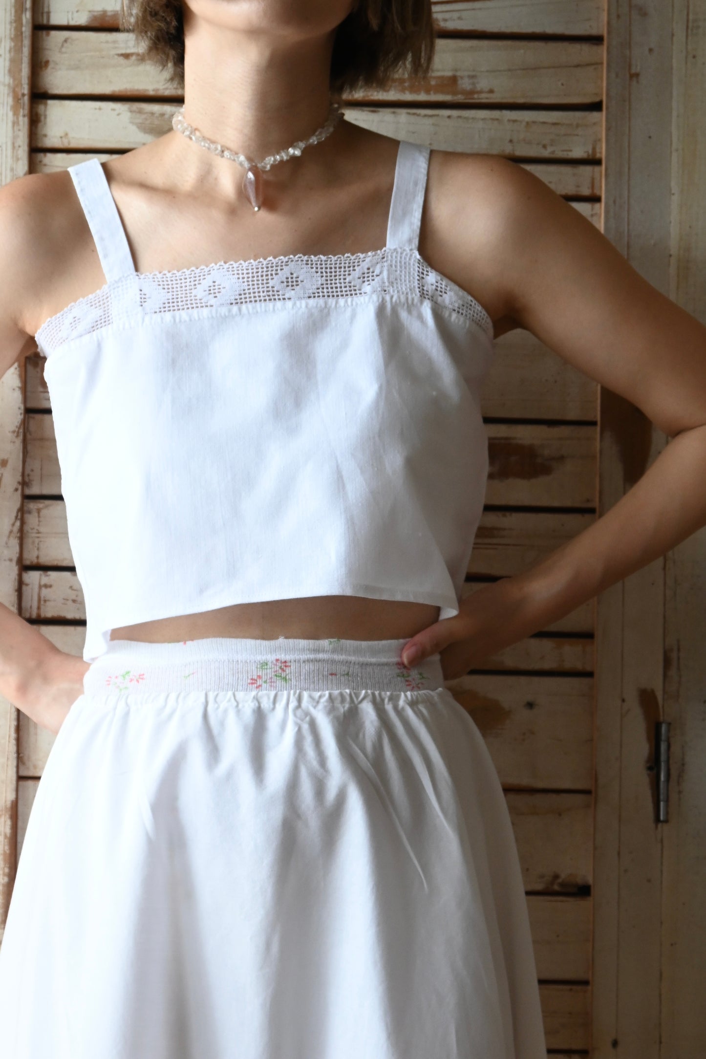 EURO Underwear flower rib shorts/WHITE