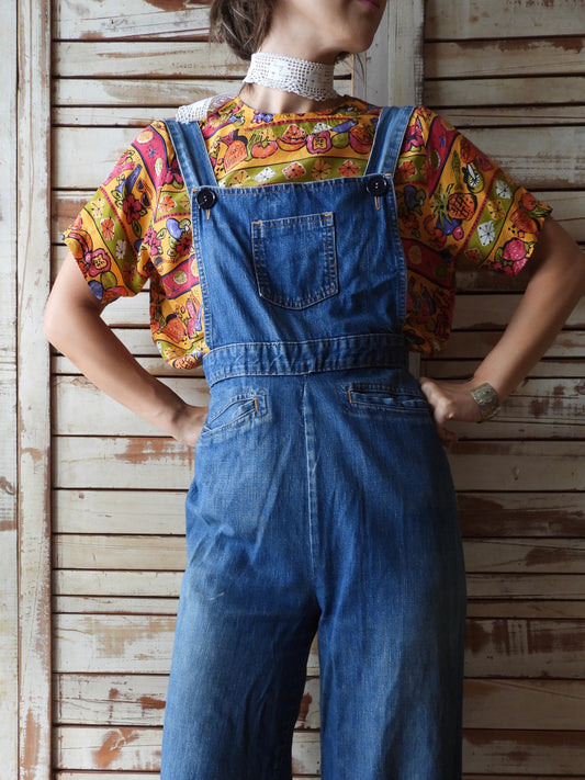 Tropical pattern silk blouse/ORANGE/YELLOW