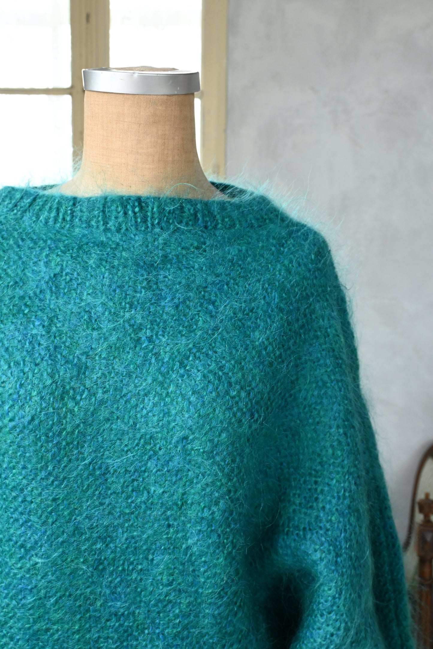 Mohair knit sweater/GREEN