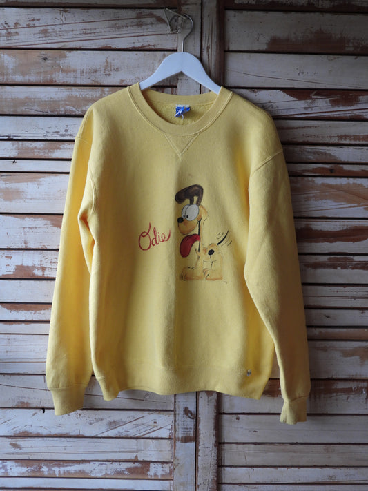 80's-90's  Odie drawing sweat shirt/YELLOW