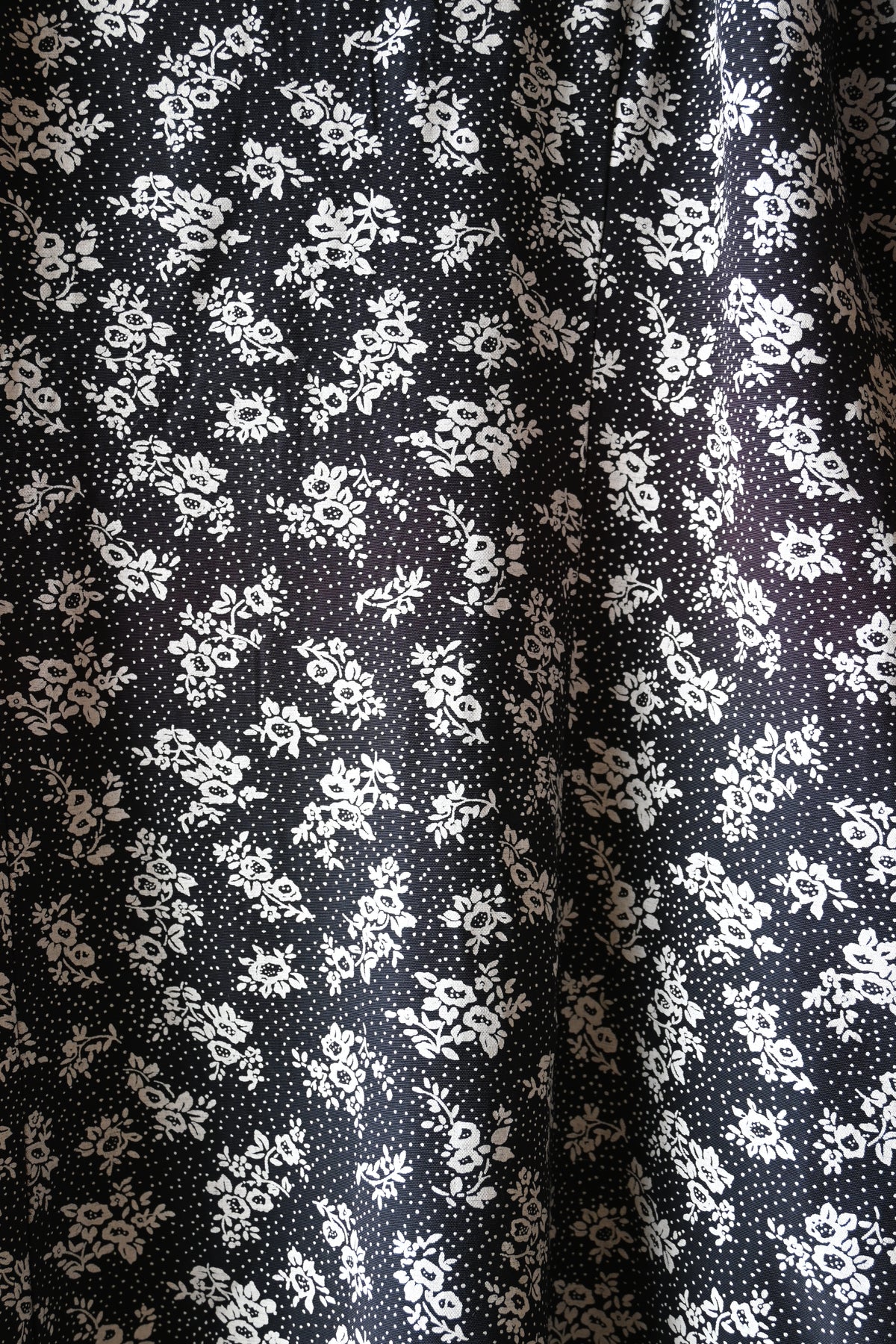80's Flower pattern dress/BLACK