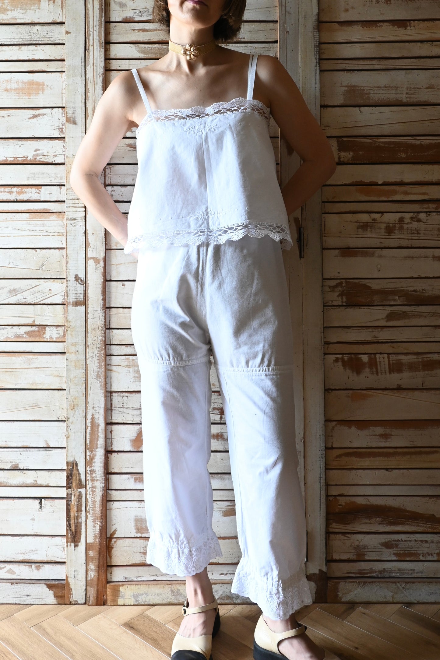 Cotton lace cami top/PONMOSIR