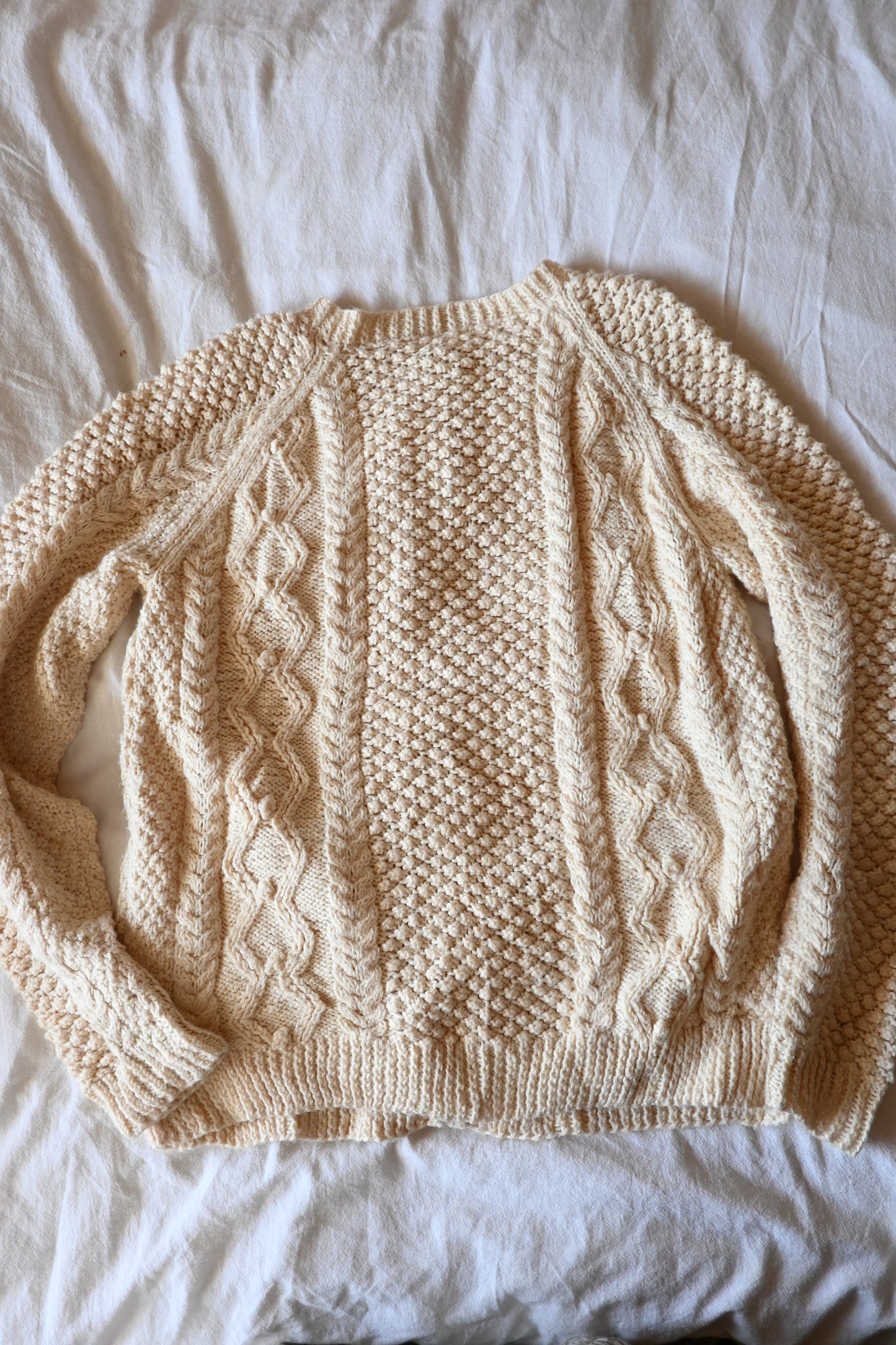 Fisherman knit cardigan/IVORY