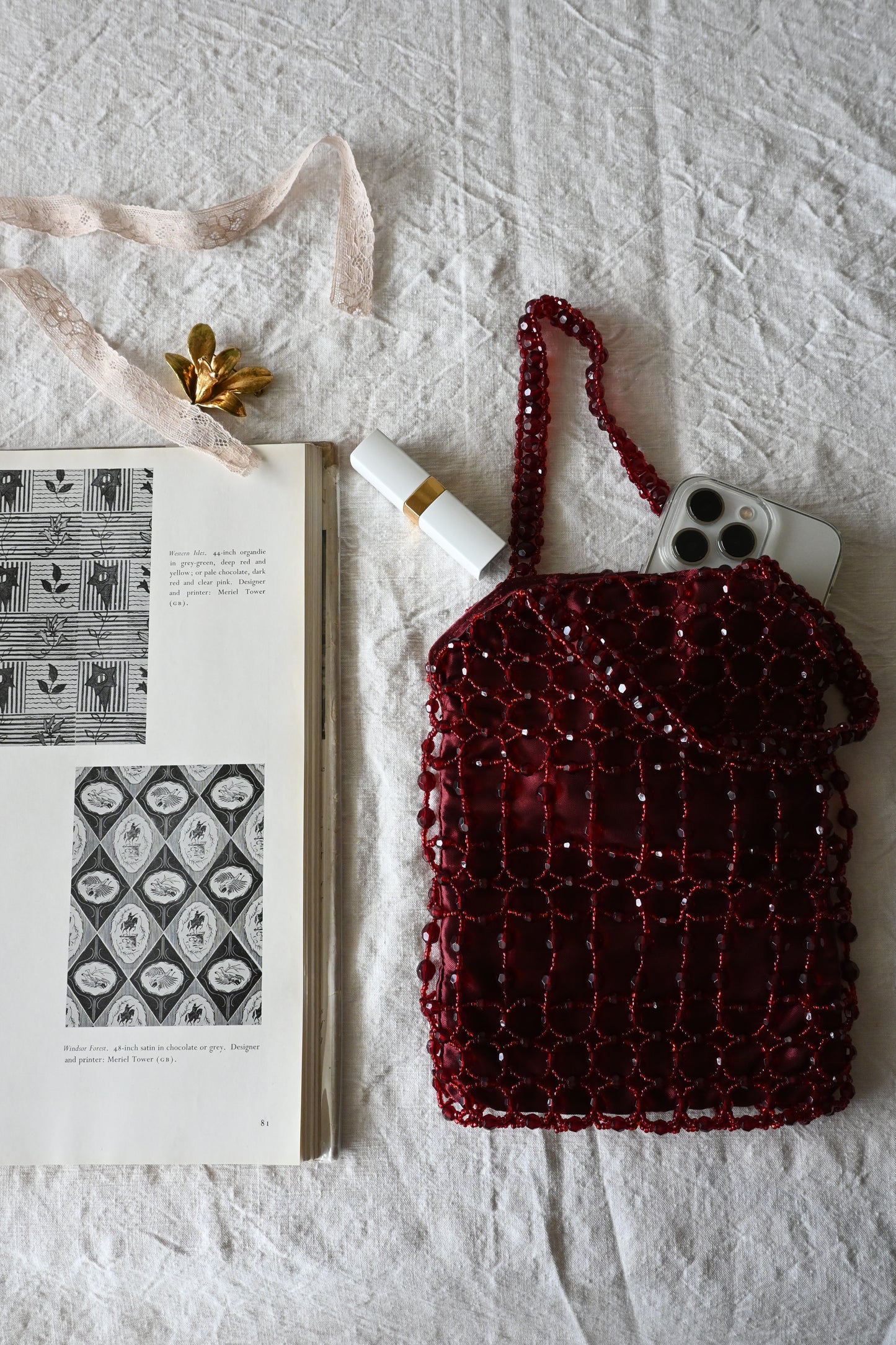 Beaded bag/BURGUNDY