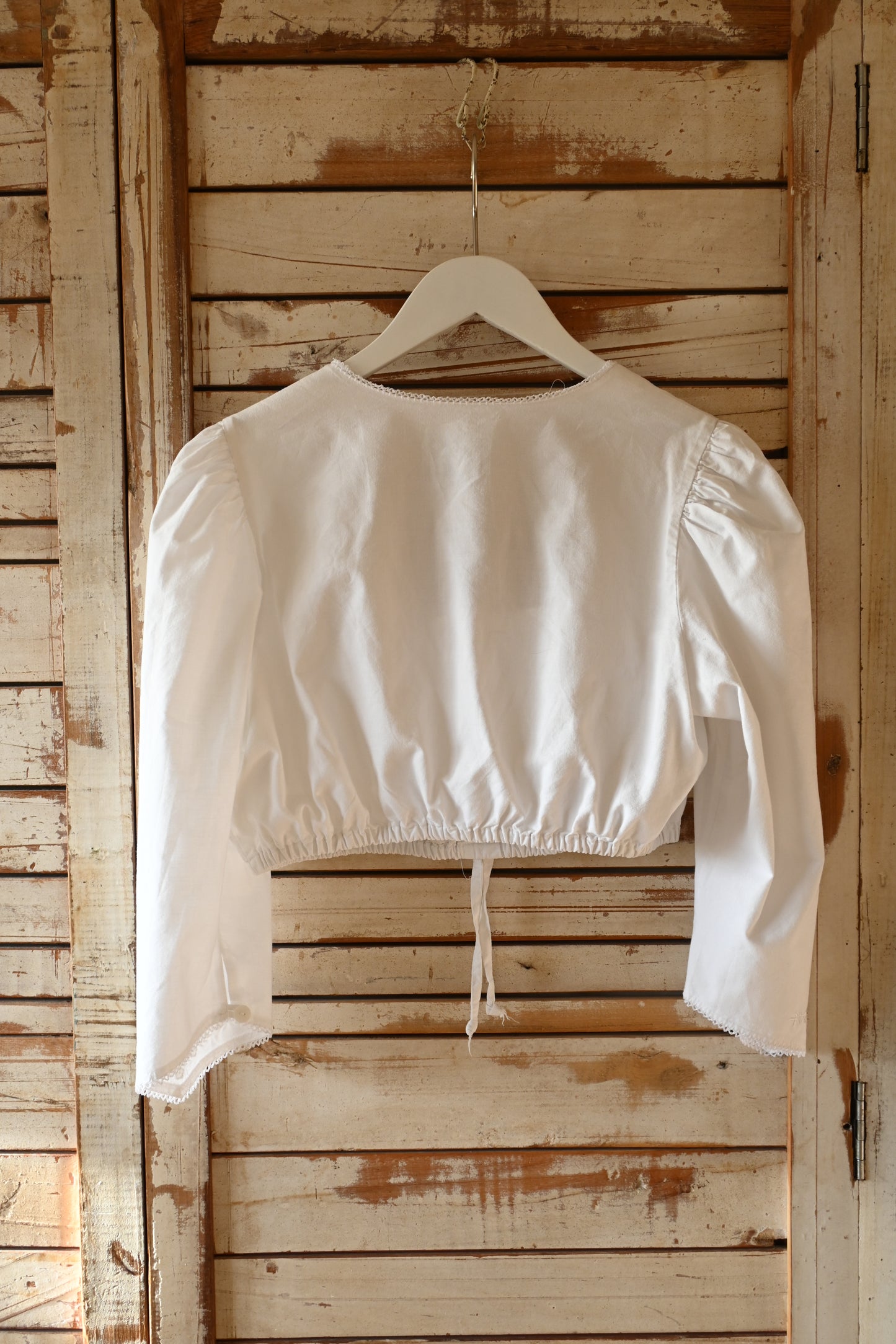 EURO Cropped shirring blouse/WHITE