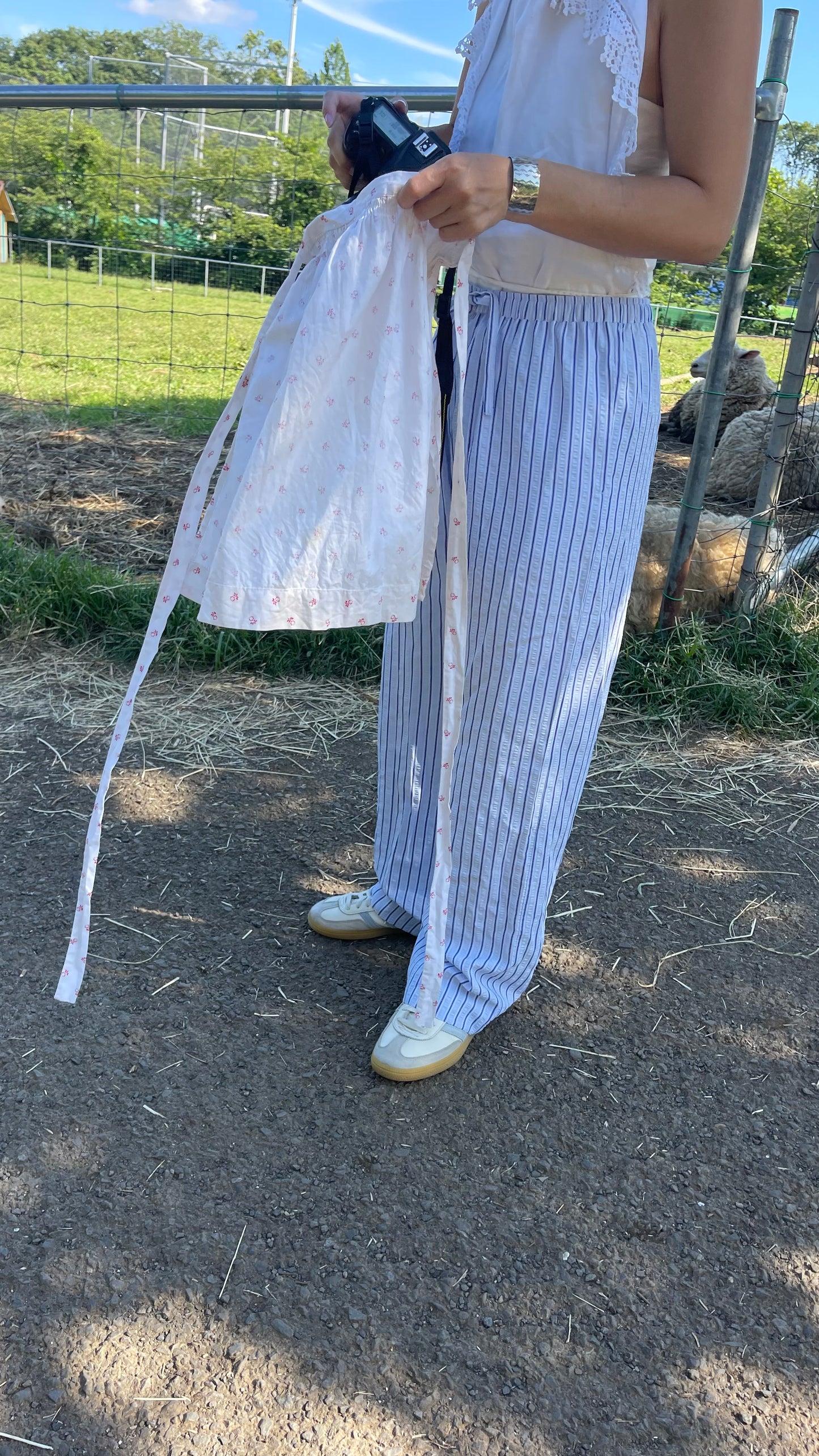Vintage cotton apron/WHITE