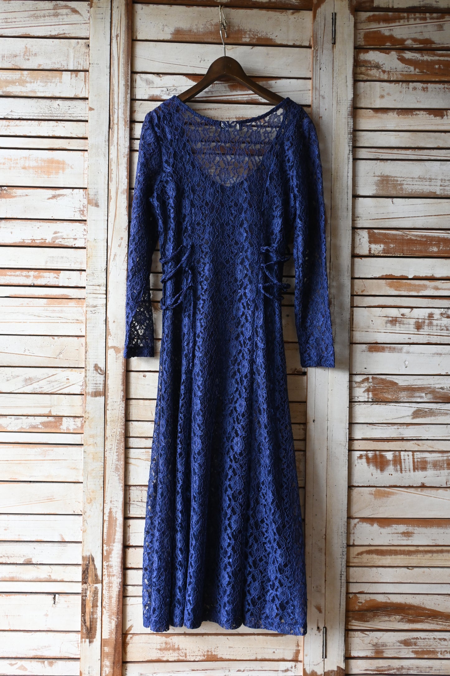Lace long dress/NAVY
